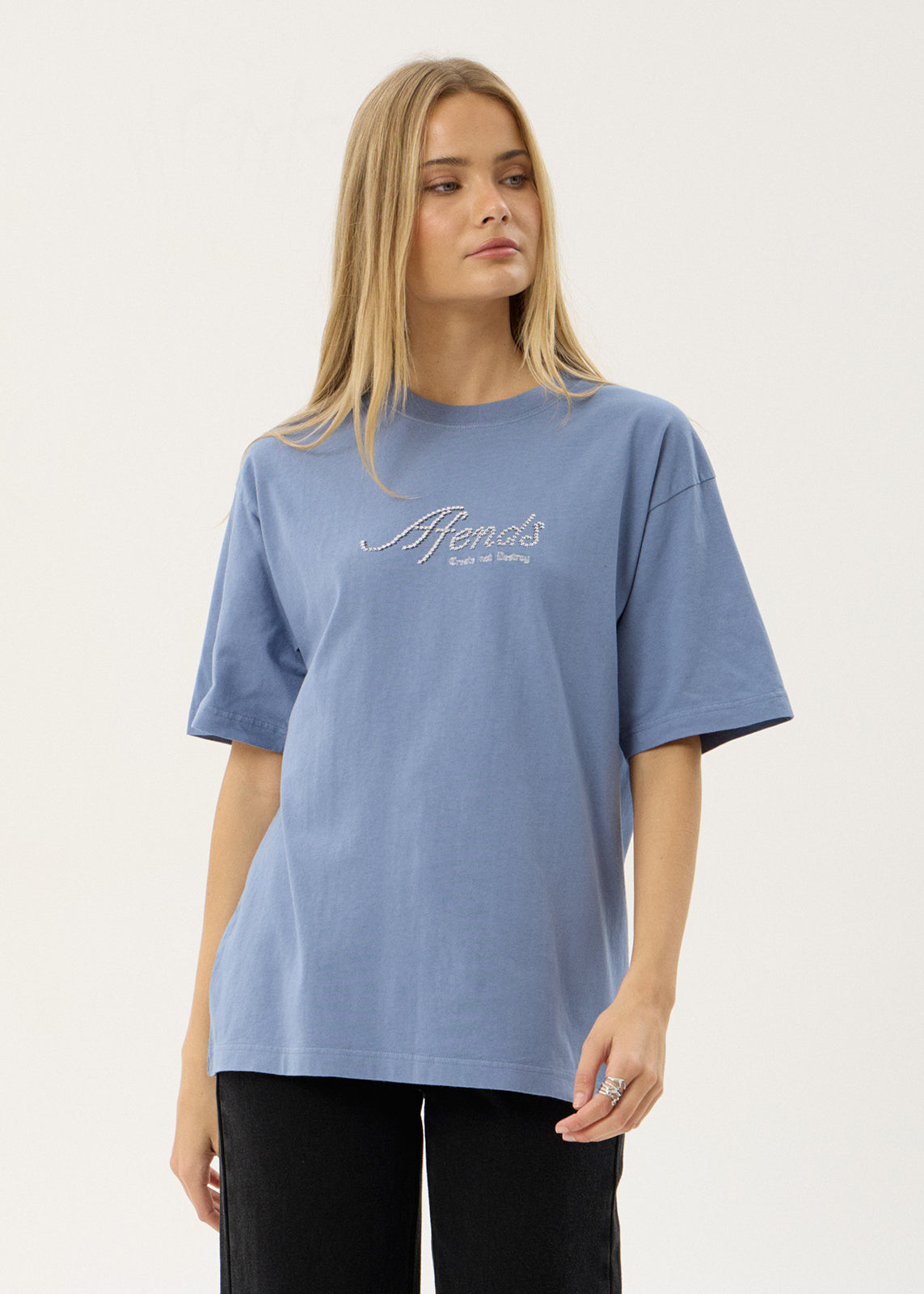 Horoscope Boxy Tee - Washed Slate Blue