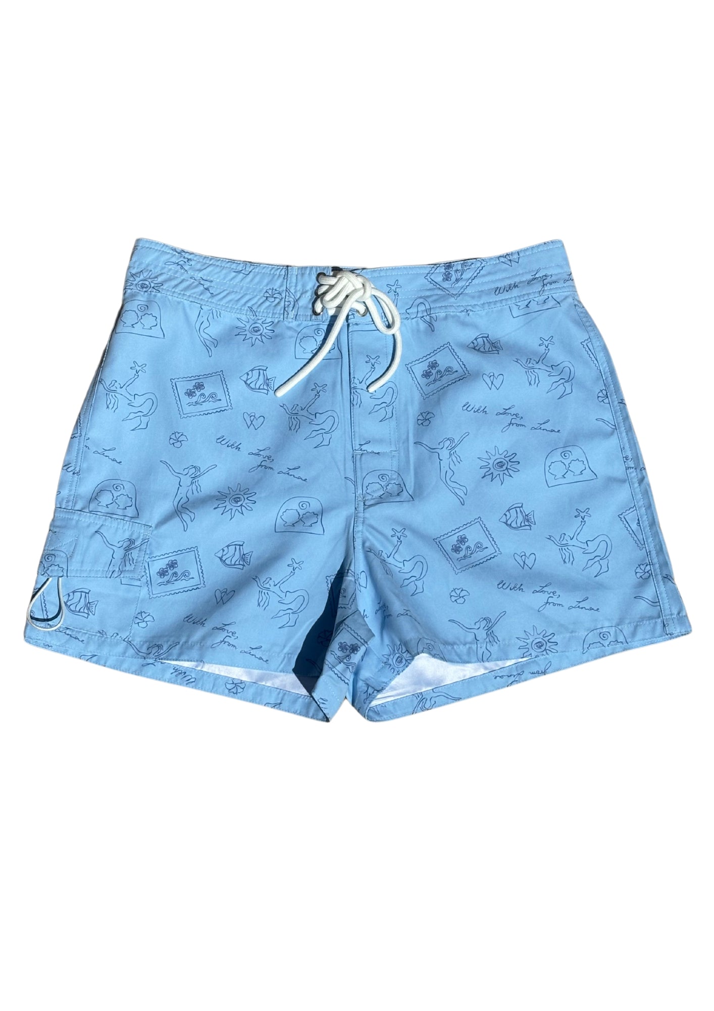 Tie Front Boardshort - Blue Nordie Print