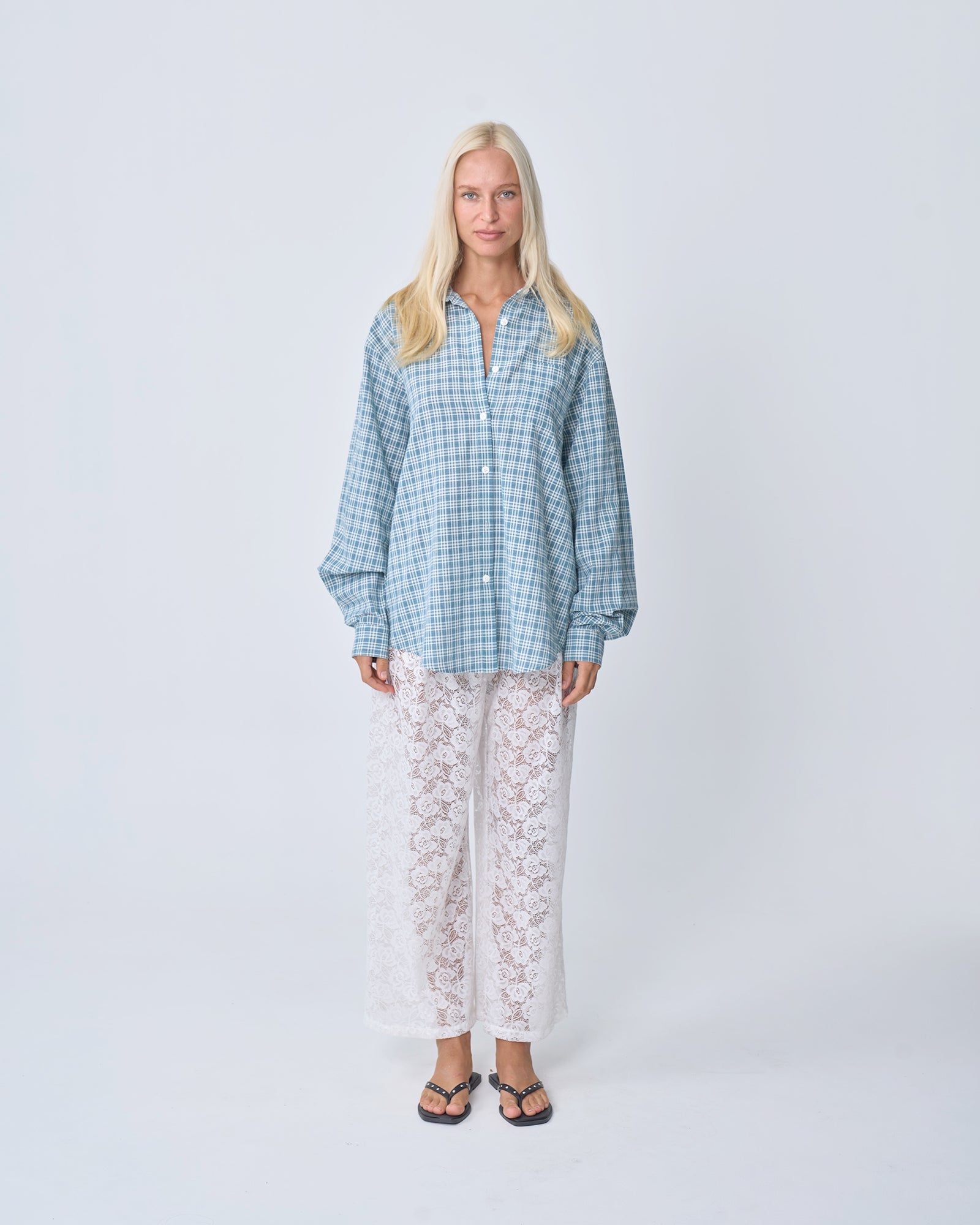 Oversized Shirt - Blue Plaid
