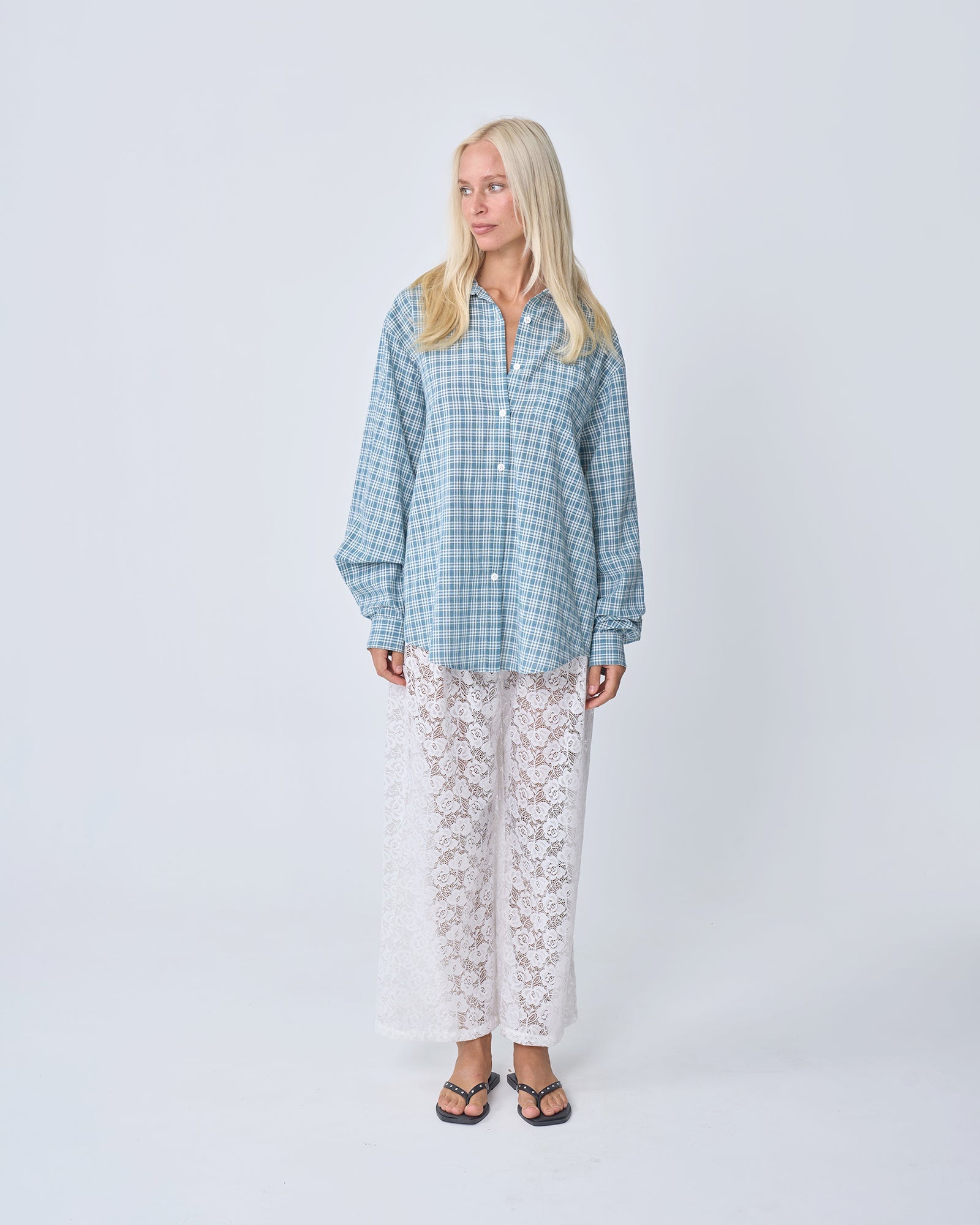 Oversized Shirt - Blue Plaid