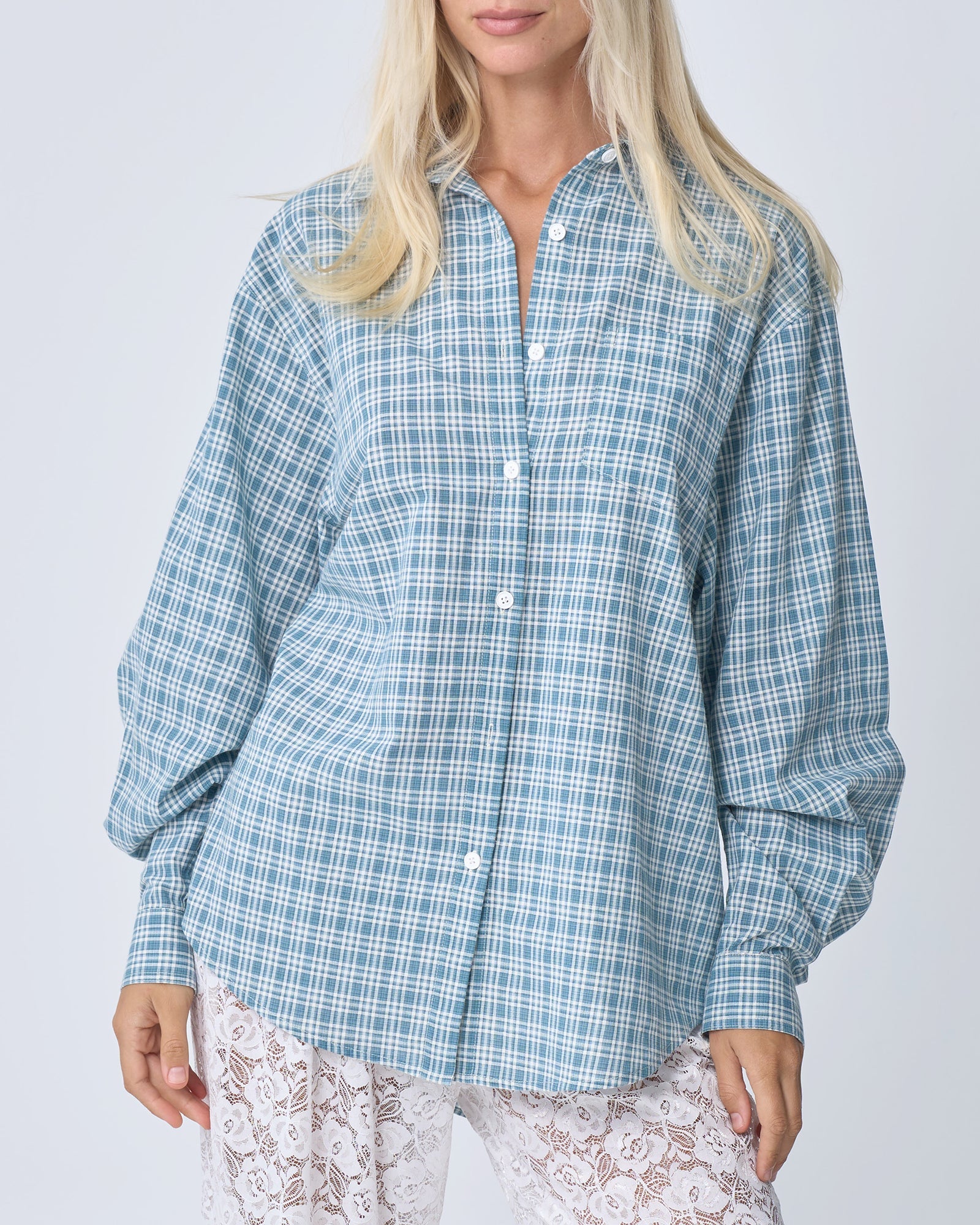 Oversized Shirt - Blue Plaid