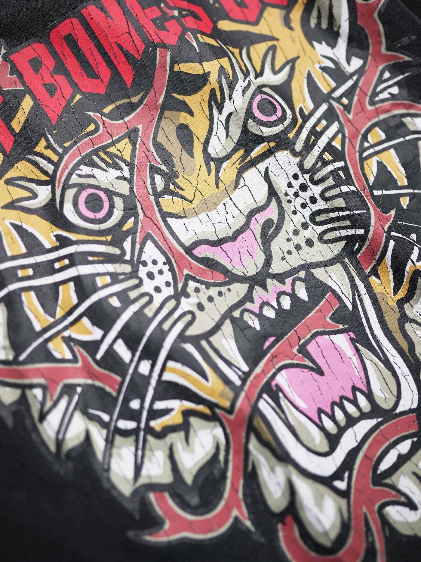 Barbed Tiger Ringer Tee - Washed Black