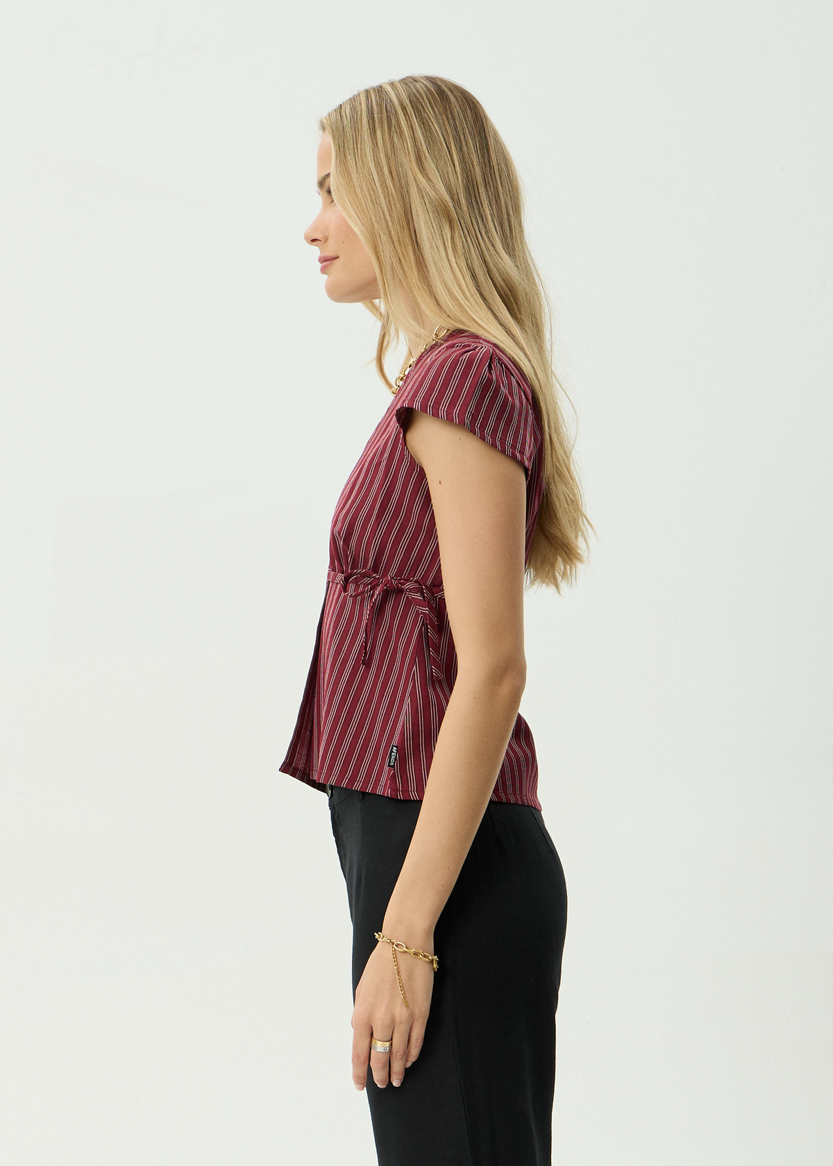 Ledger - Wrap Top - Burgundy Stripe