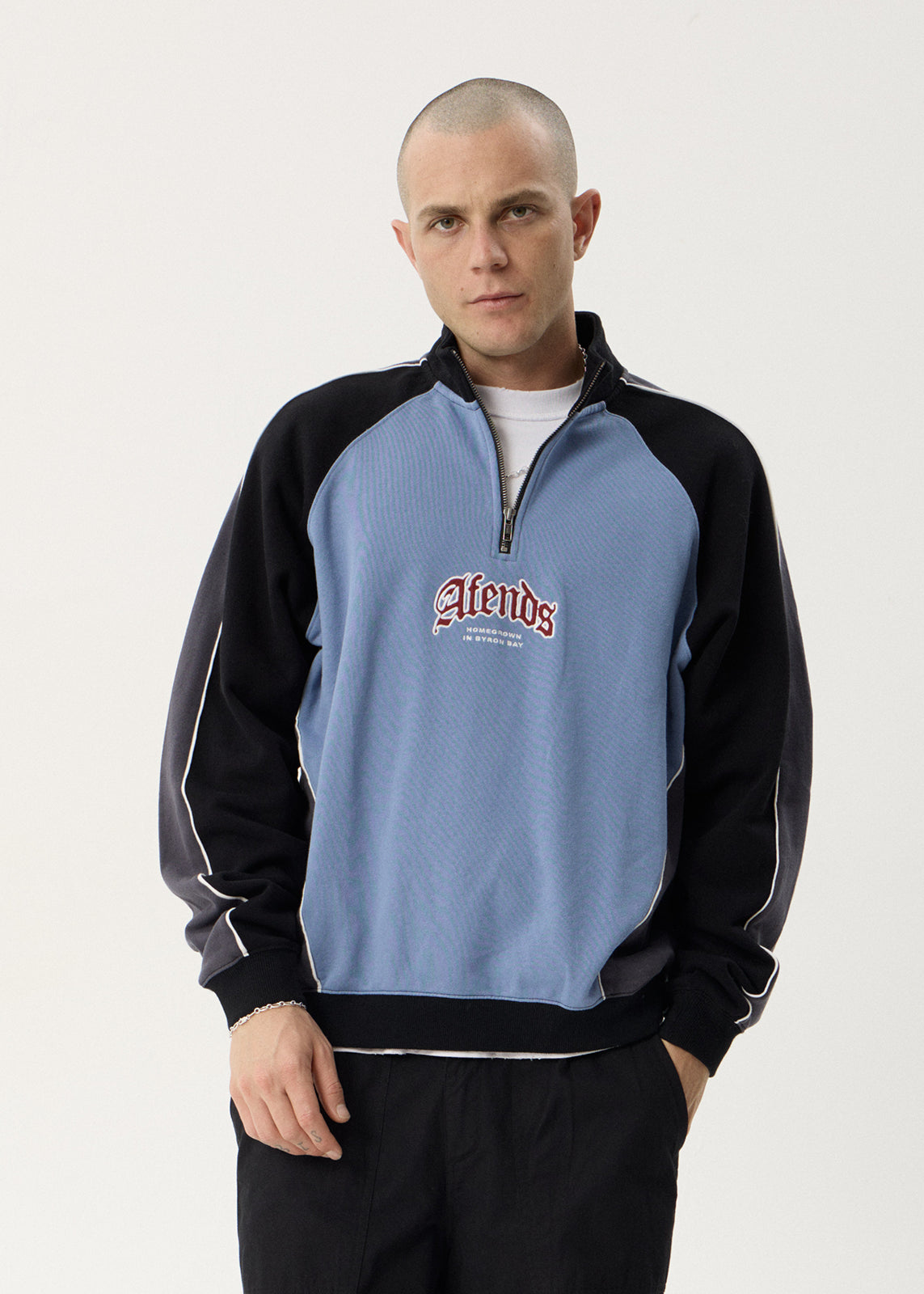 Occupancy Paneled Quarter Zip - Slate Blue