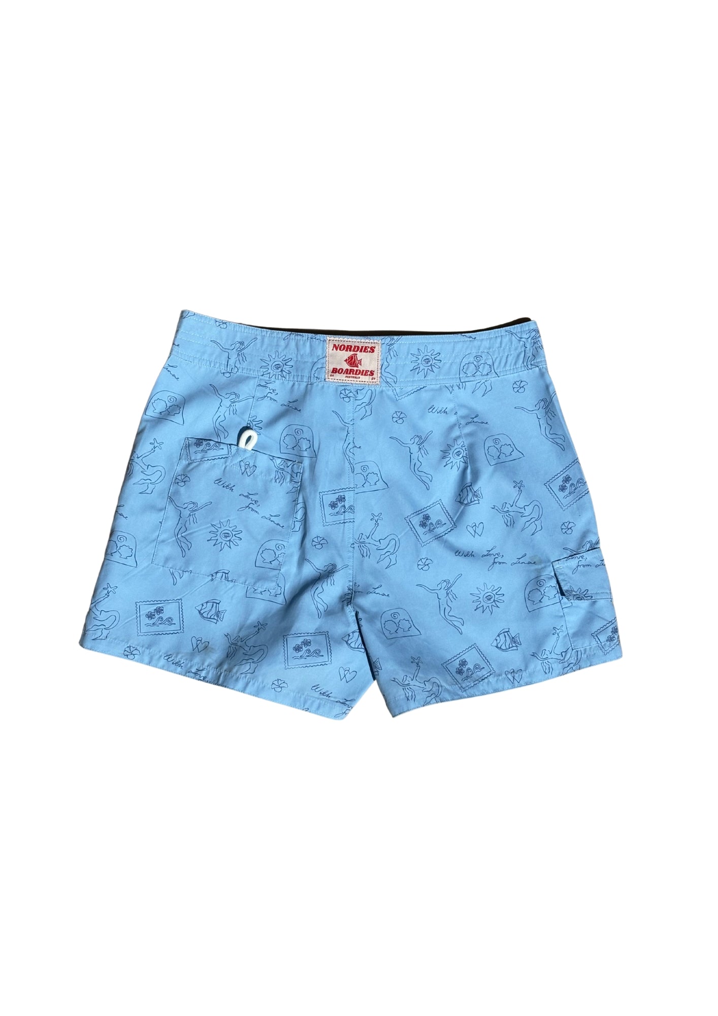 Tie Front Boardshort - Blue Nordie Print