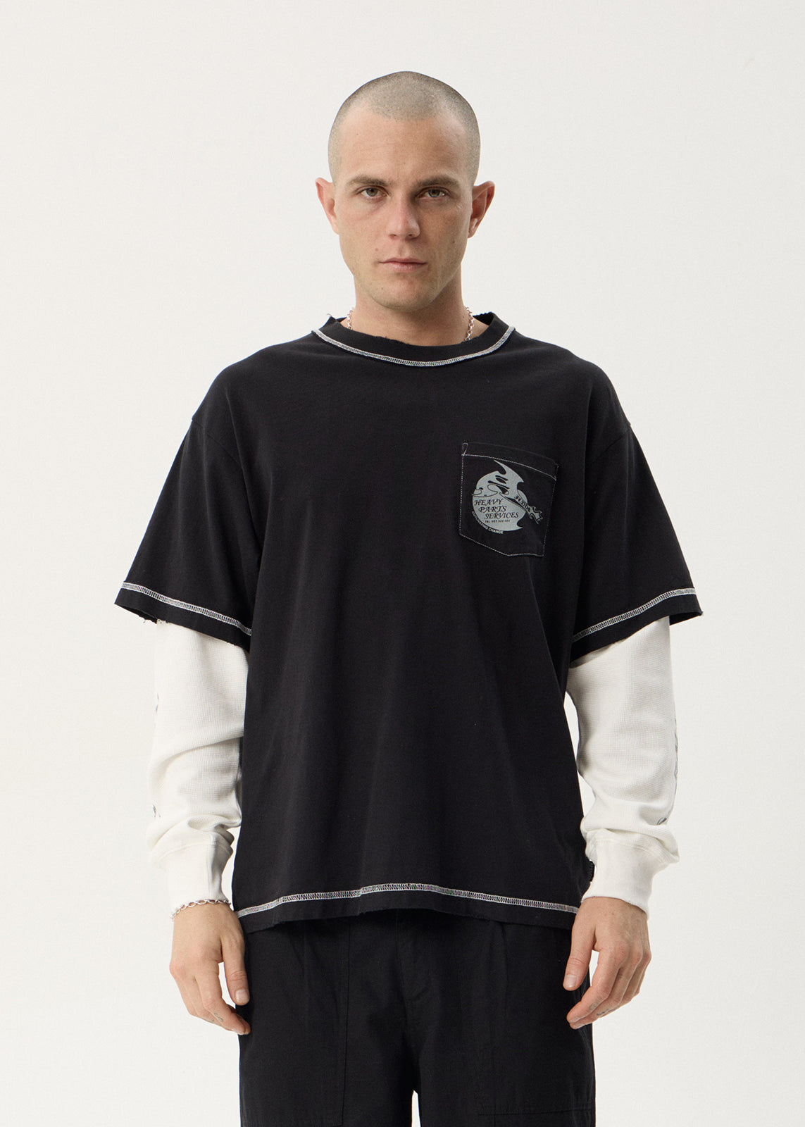 Heavy Parts Waffle Long Sleeve - Stone Black