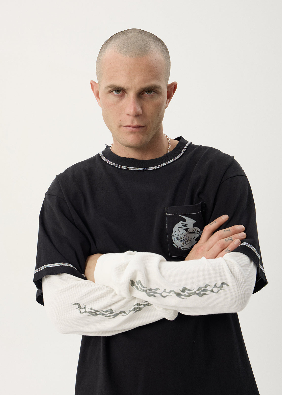 Heavy Parts Waffle Long Sleeve - Stone Black