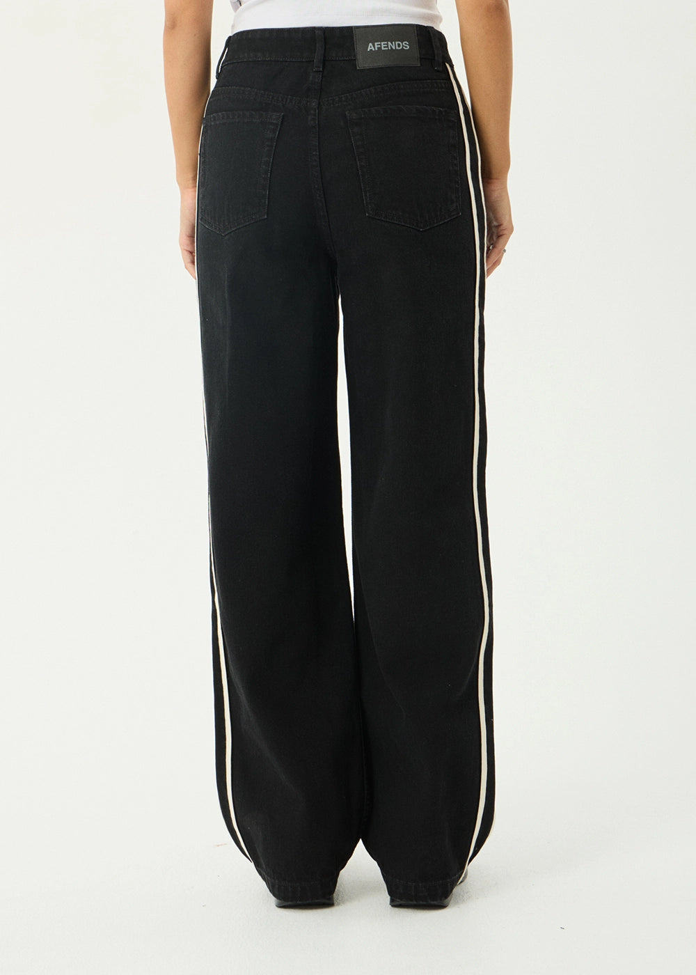 Bella Stripe Denim Wide Leg Jean - Washed Black