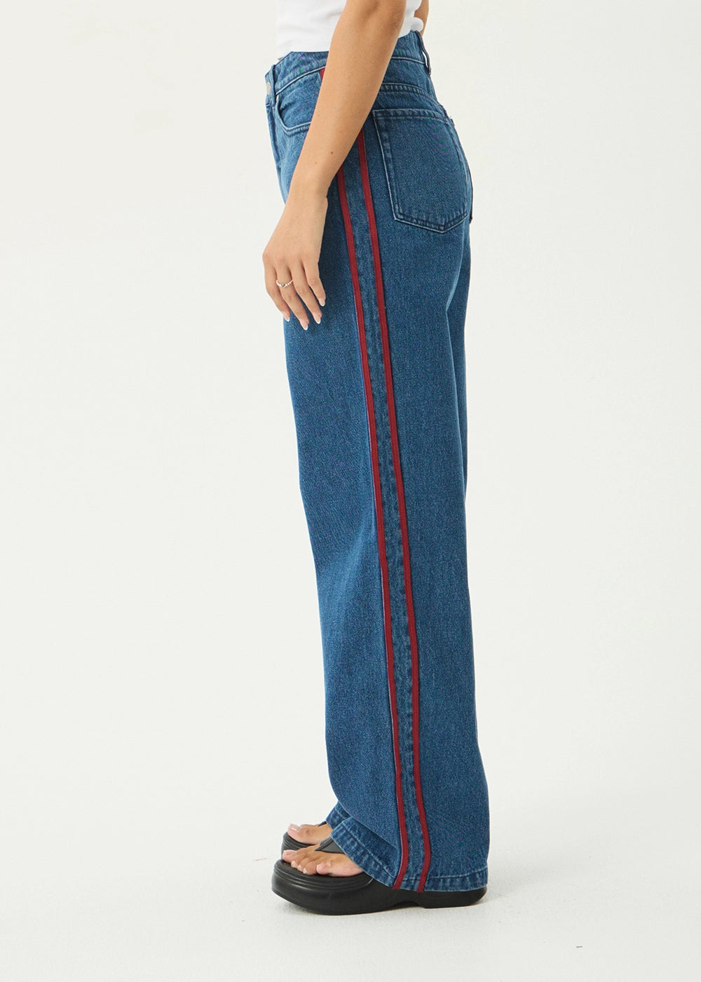 Bella Stripe Denim Wide Leg Jean - Authentic Blue