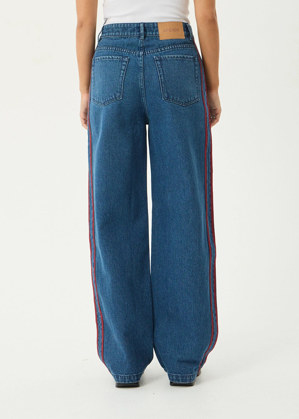 Bella Stripe Denim Wide Leg Jean - Authentic Blue