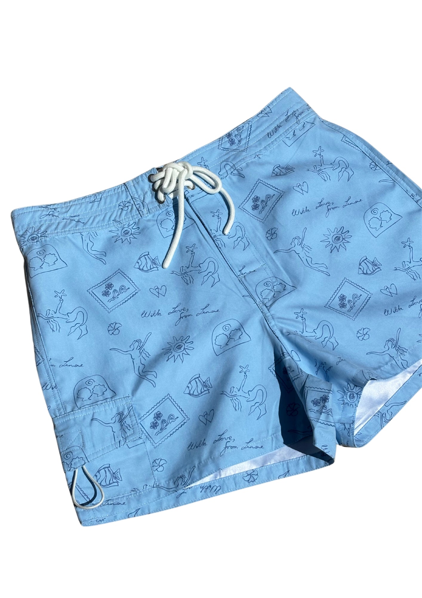 Tie Front Boardshort - Blue Nordie Print