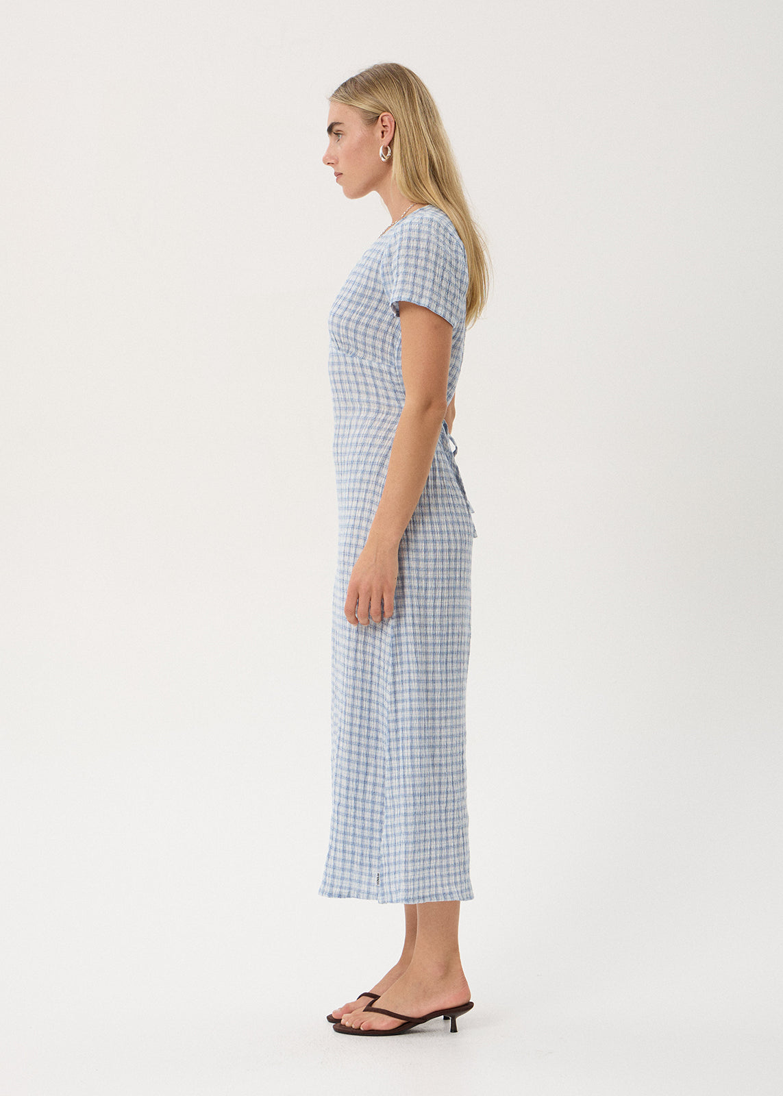 Maeve Seersucker Maxi Dress - Powder Blue Check