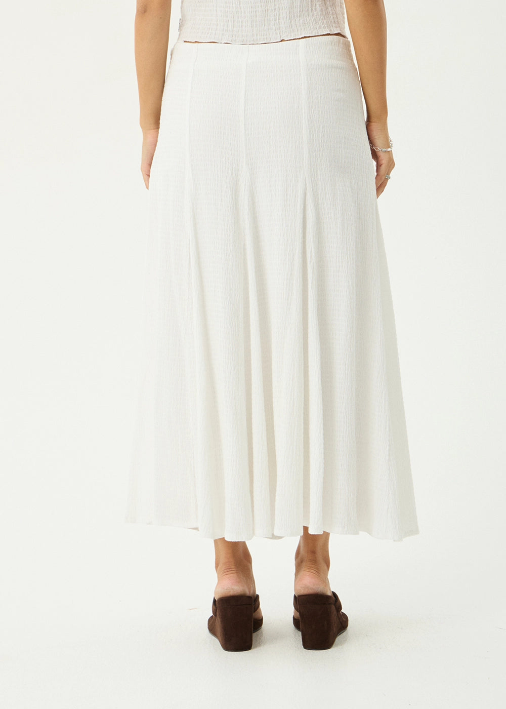 Lana Seersucker Midi Skirt - Off White