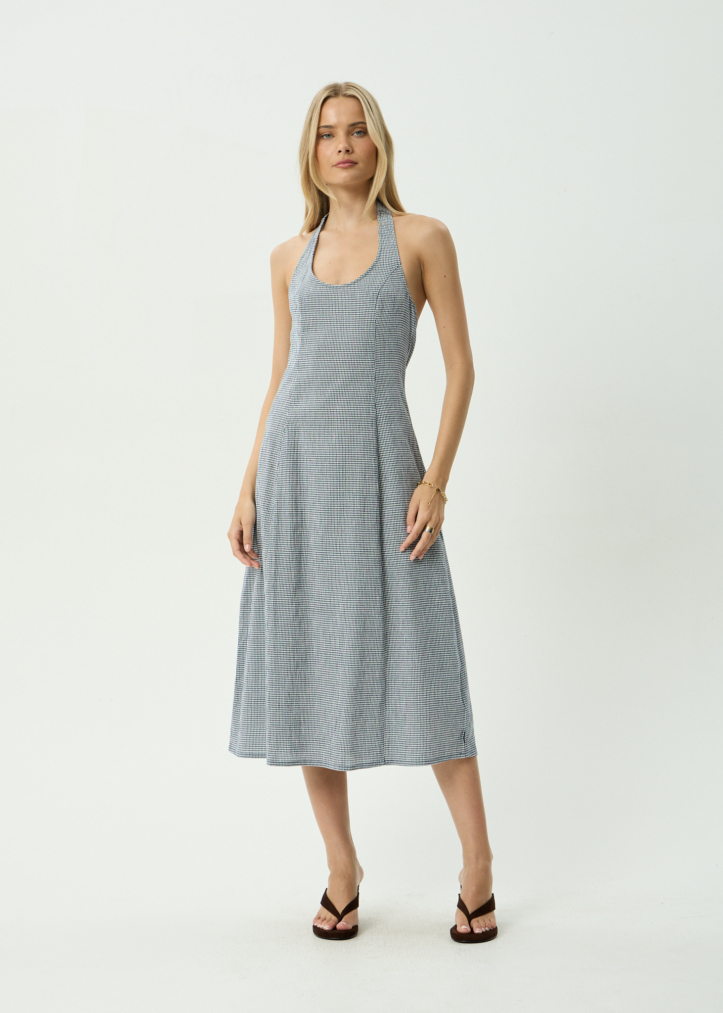 Maya Midi Dress - Indy Navy Check