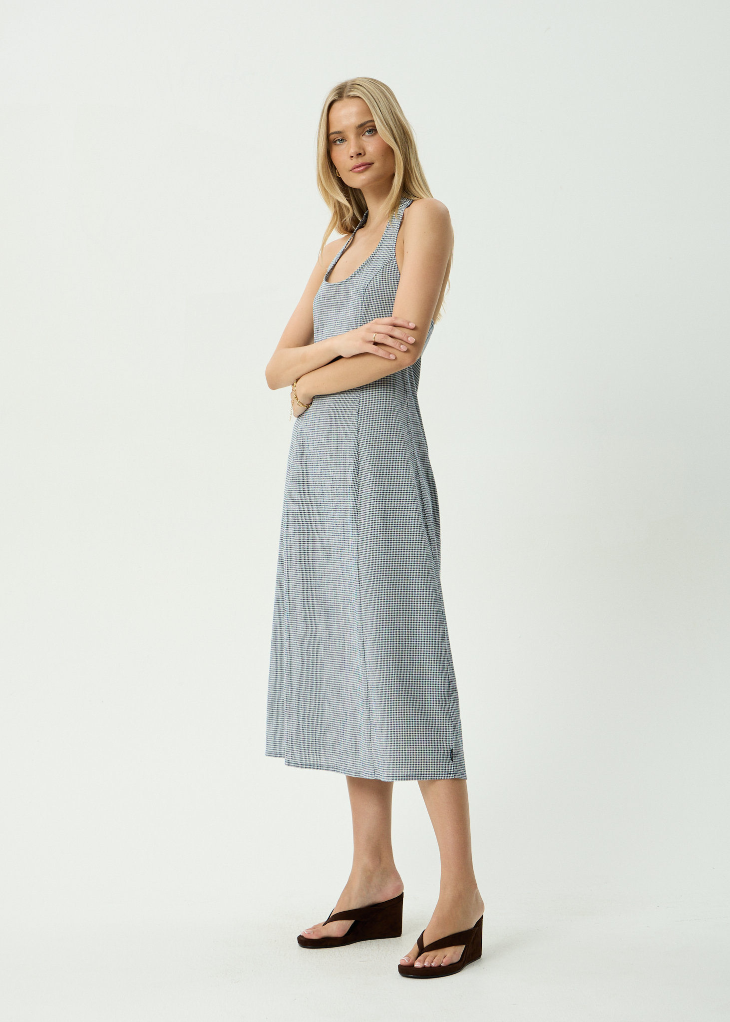 Maya Midi Dress - Indy Navy Check