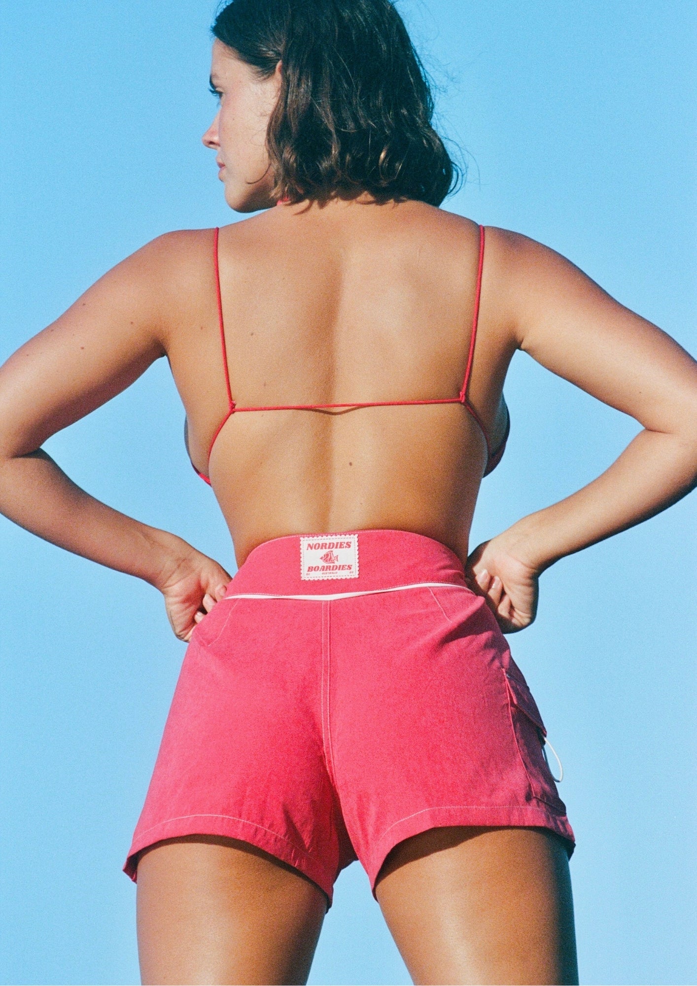 Snap Front Boardshort - Red