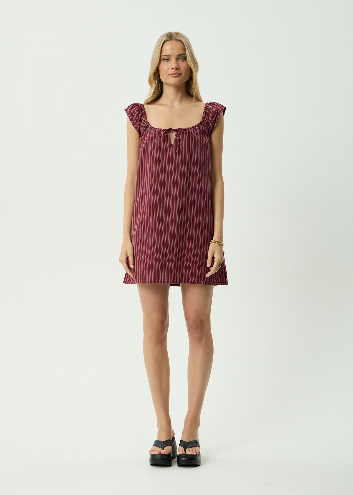 Ledger - Mini Dress - Burgundy Stripe