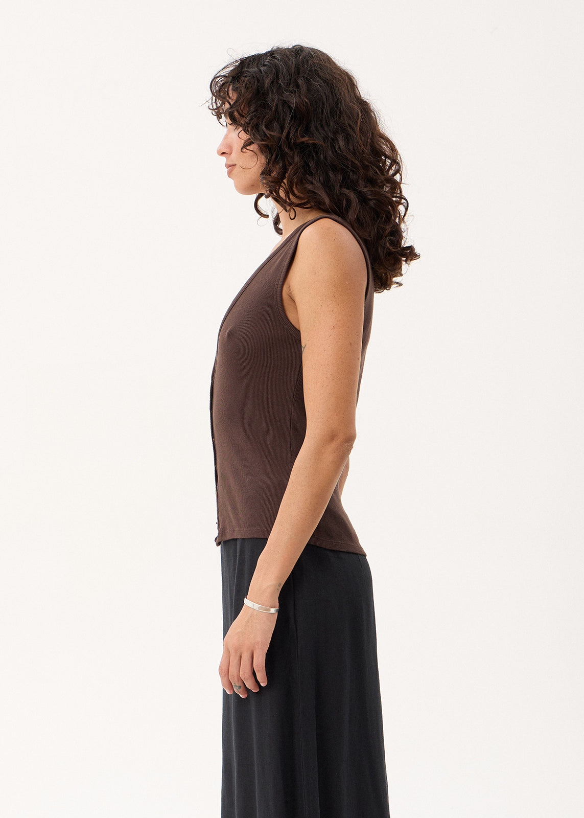 Raine Rib Singlet - Chocolate