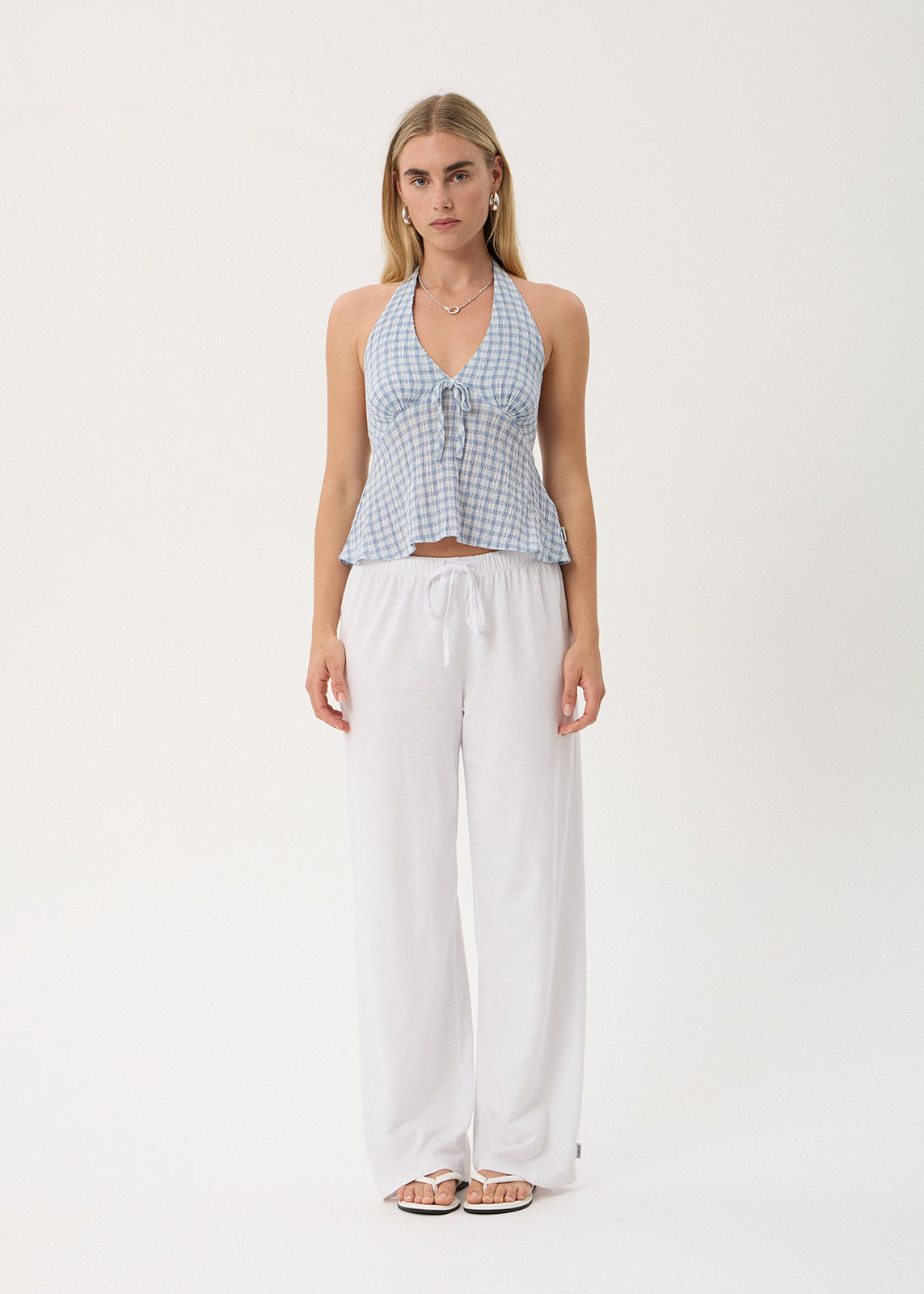 Delfina Seersucker Halter - Powder Blue