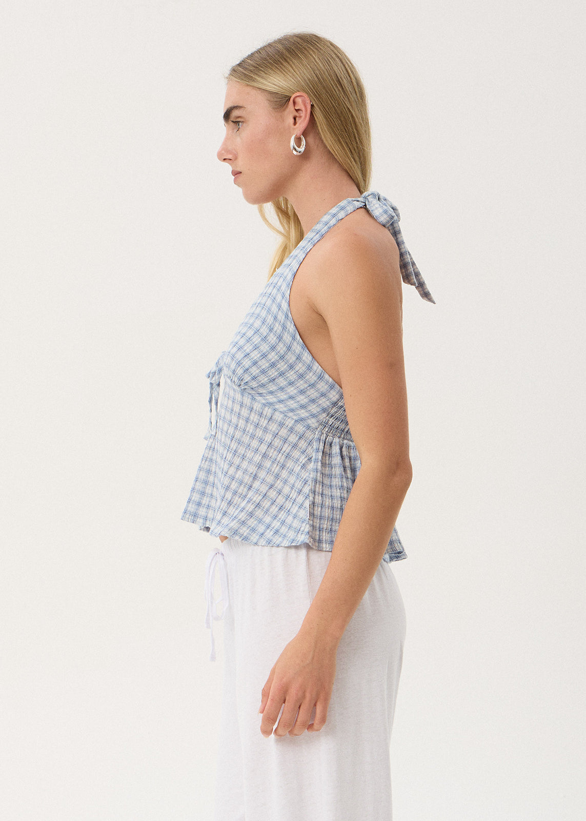 Delfina Seersucker Halter - Powder Blue