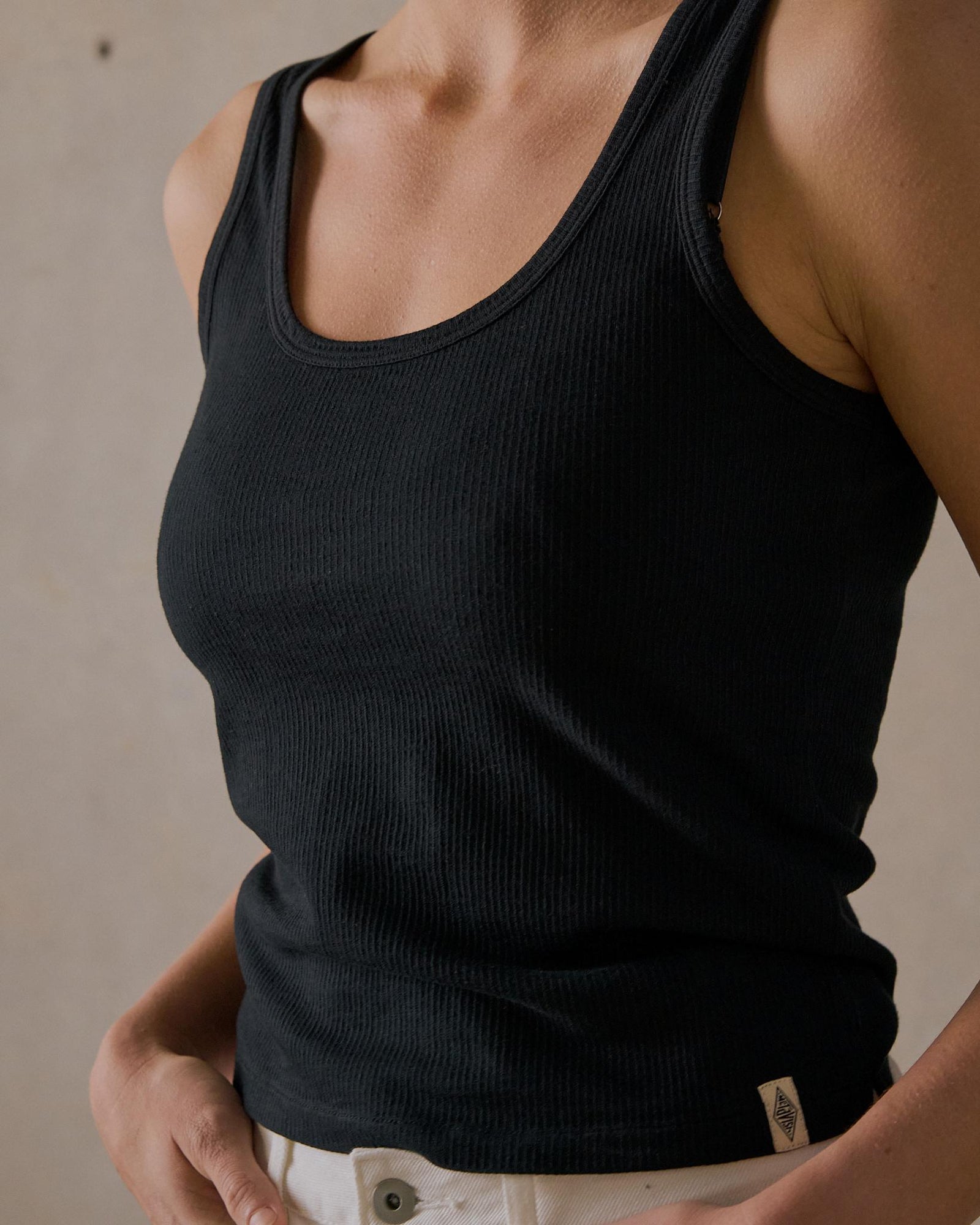 Rib Singlet - Black