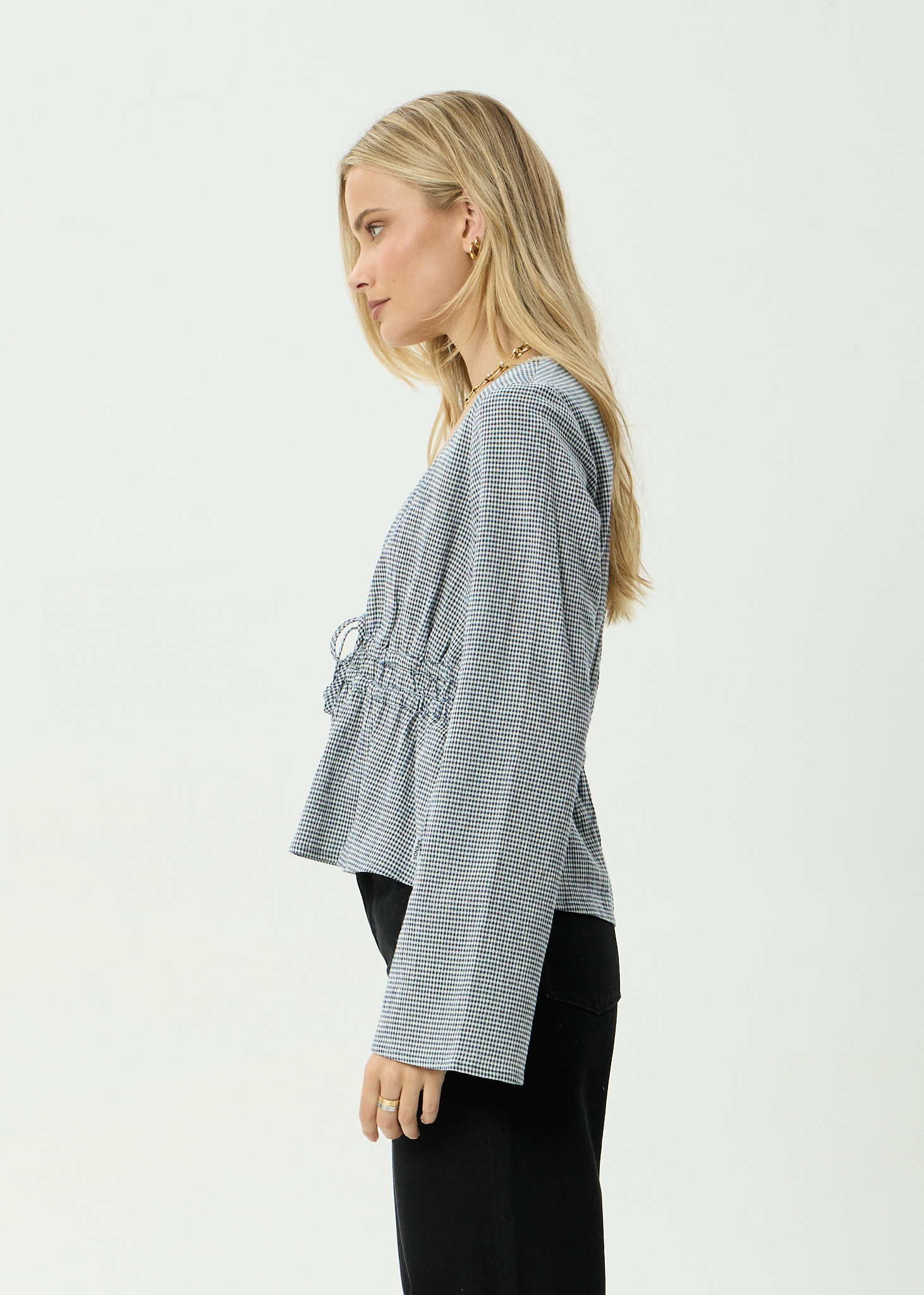 Annika Long Sleeve Top - Indy Navy Check