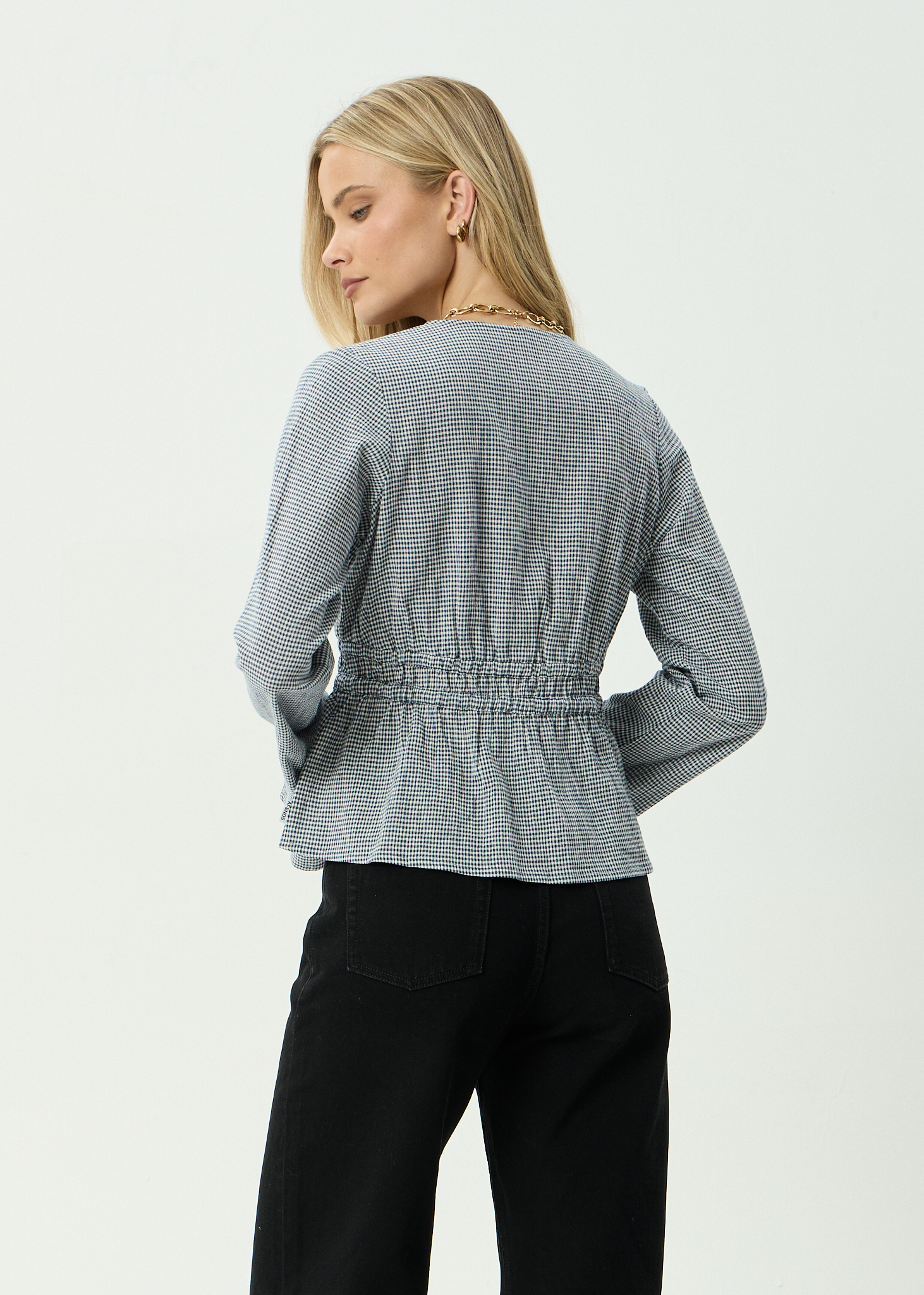 Annika Long Sleeve Top - Indy Navy Check
