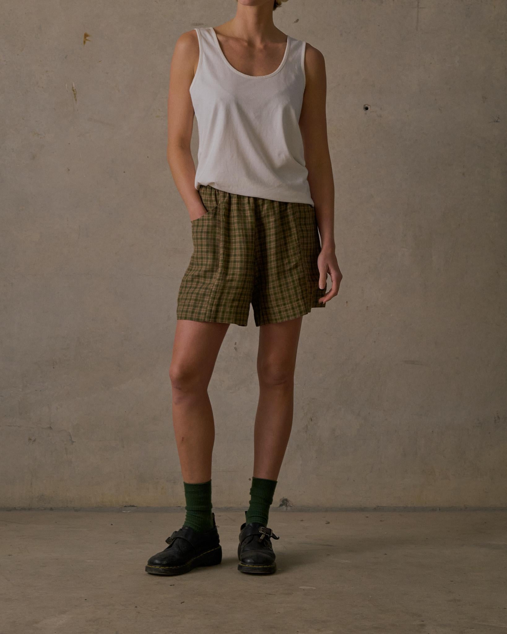 Patio Check Shorts - Brown