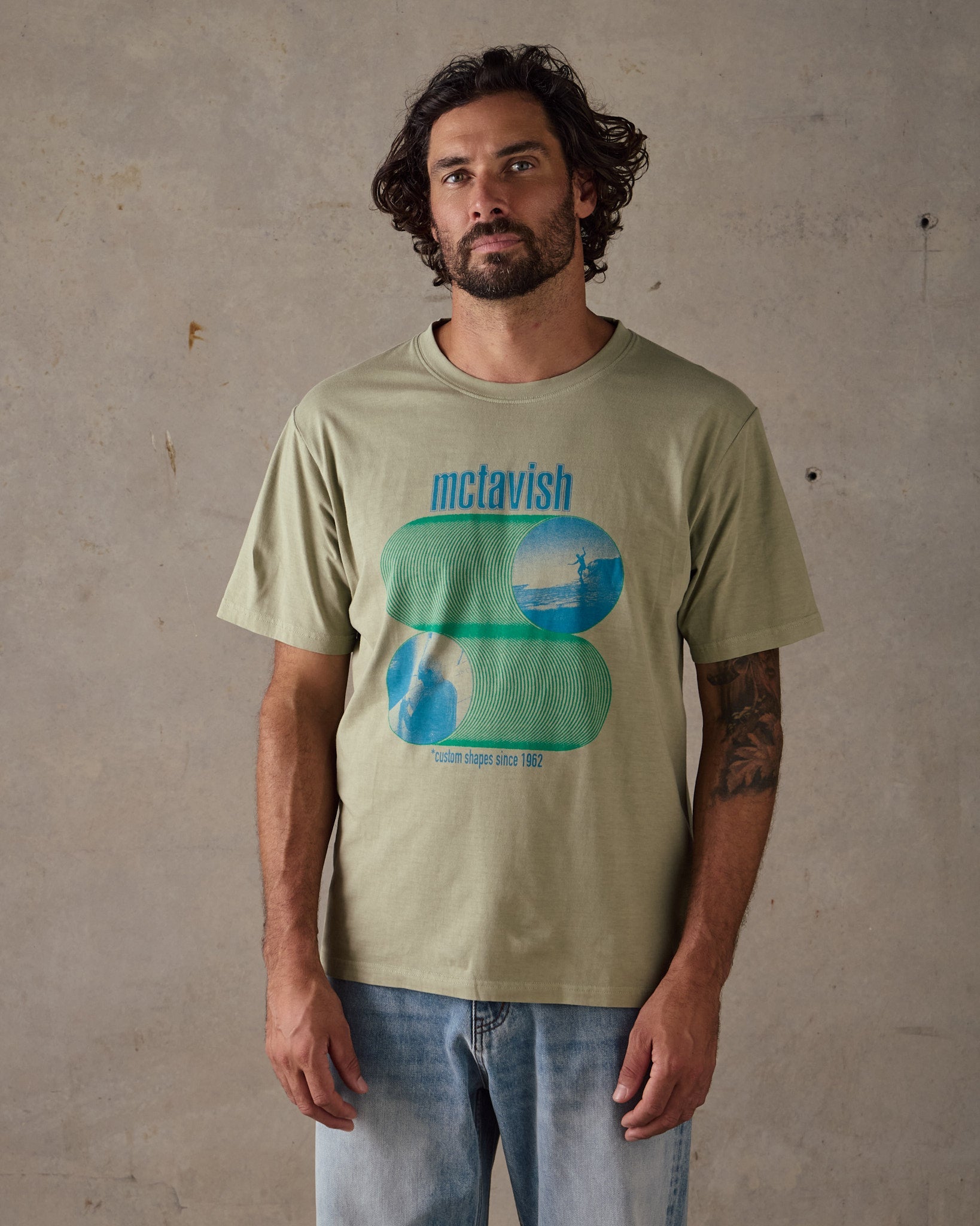 Waves Tee by Schuyler Beecroft - Light Green
