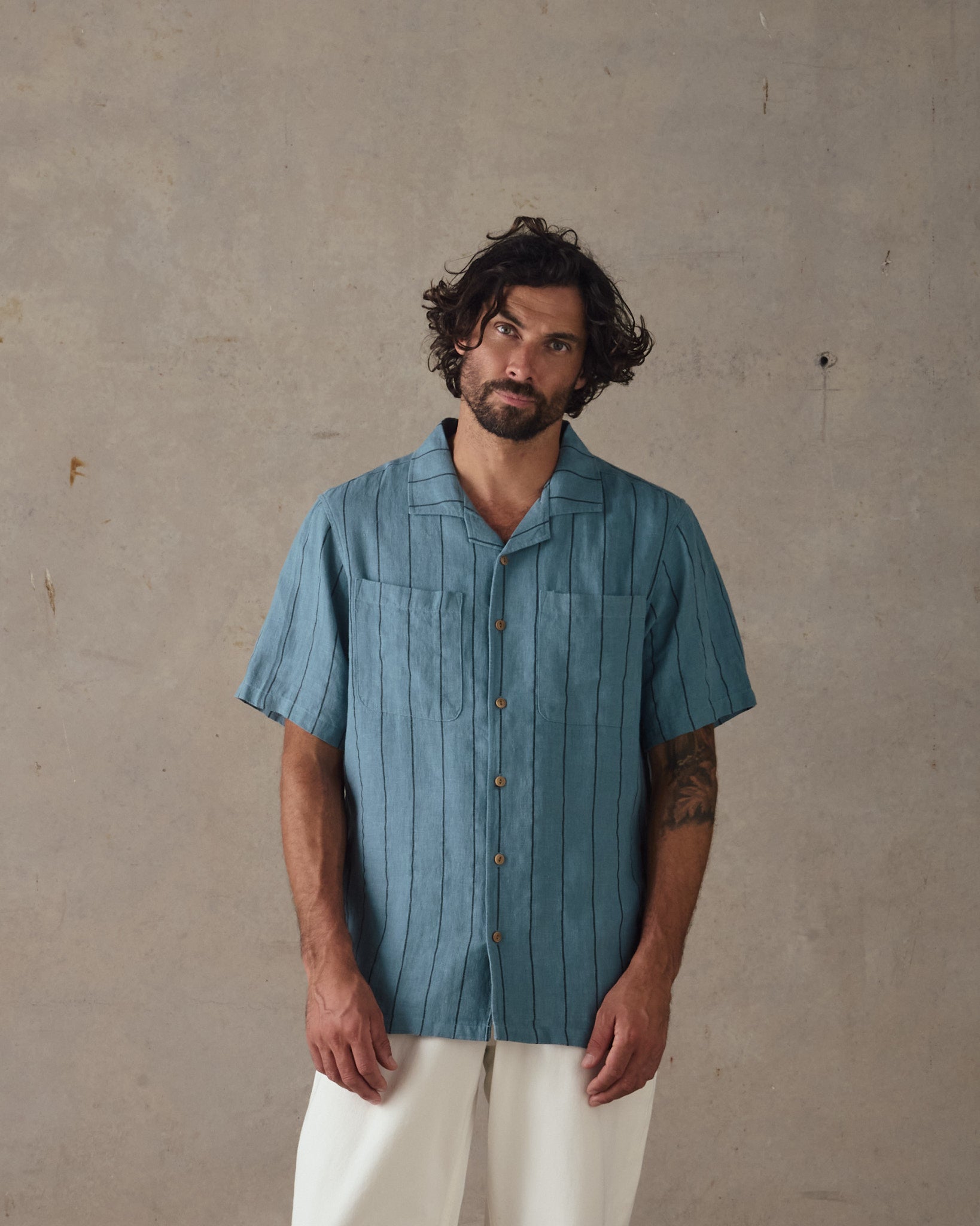 Linen Stripe Shirt - Blue Multi