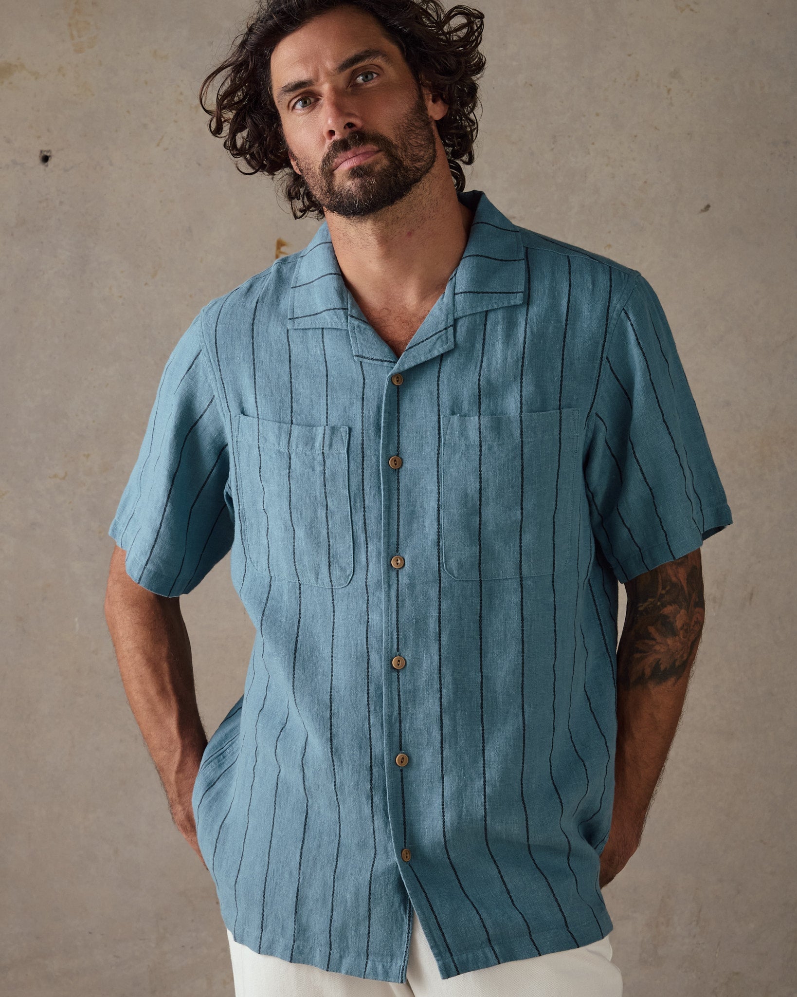 Linen Stripe Shirt - Blue Multi