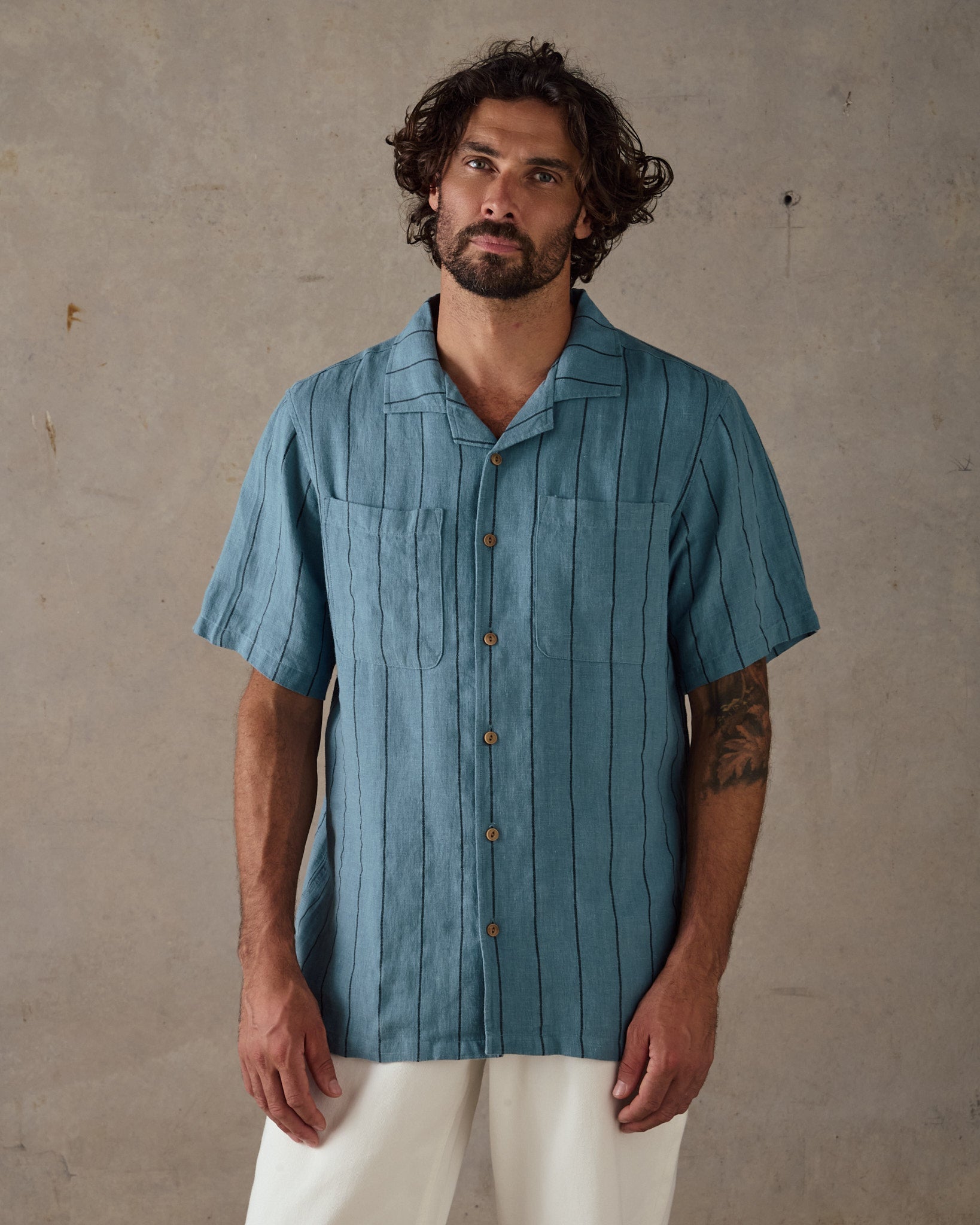 Linen Stripe Shirt - Blue Multi