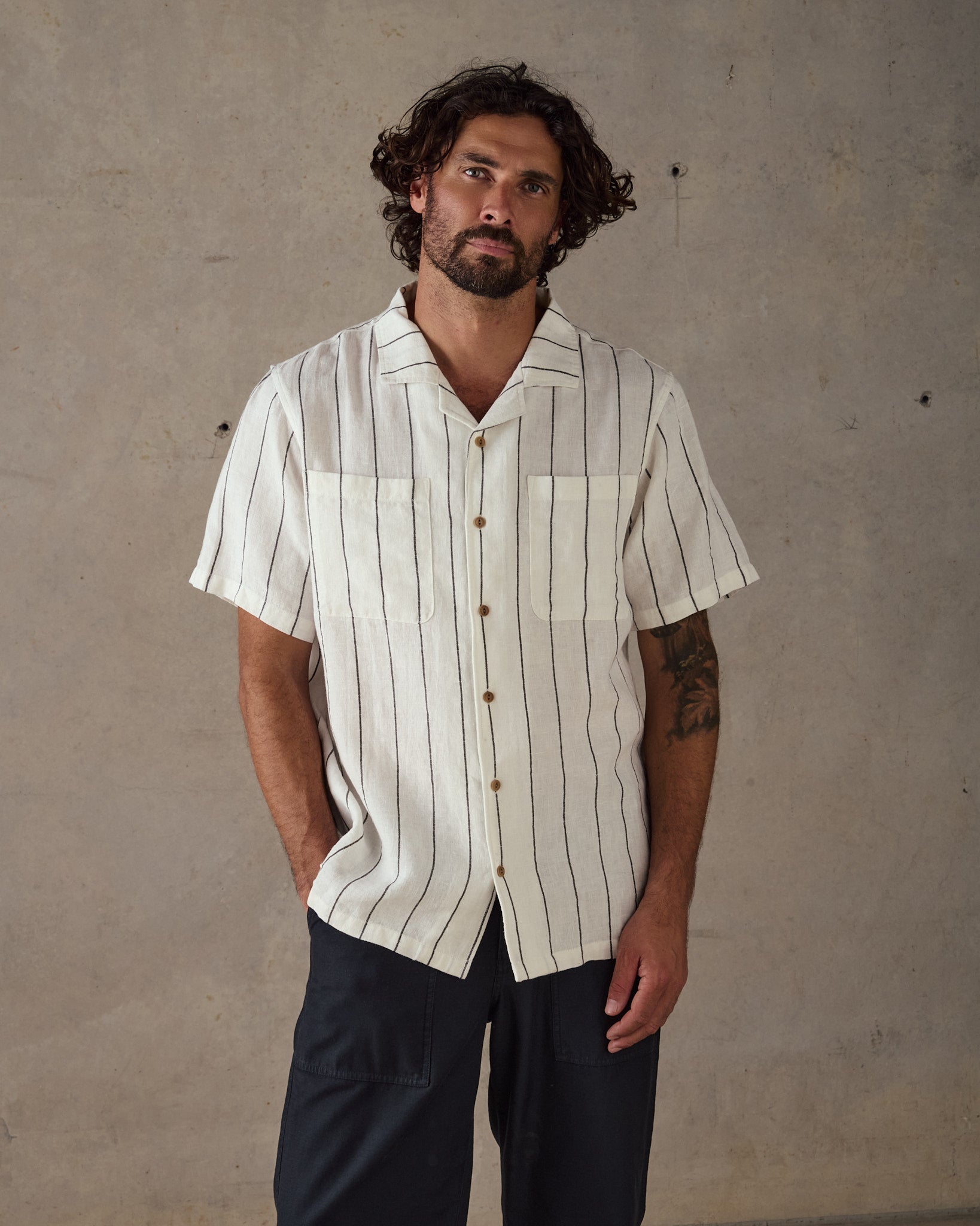 Linen Stripe Shirt - White Multi