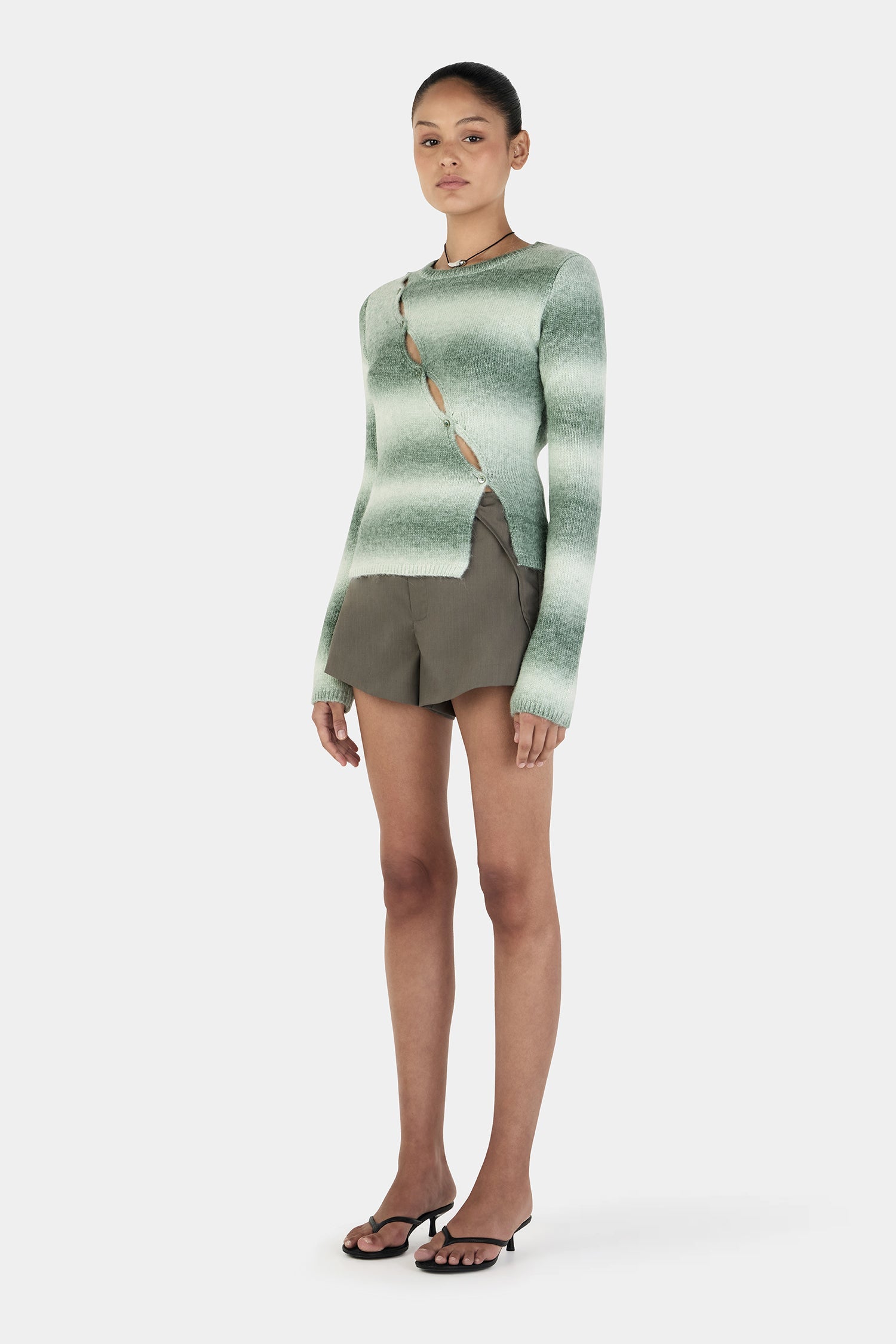 Alegra Asym Cardi - Forest Gradient