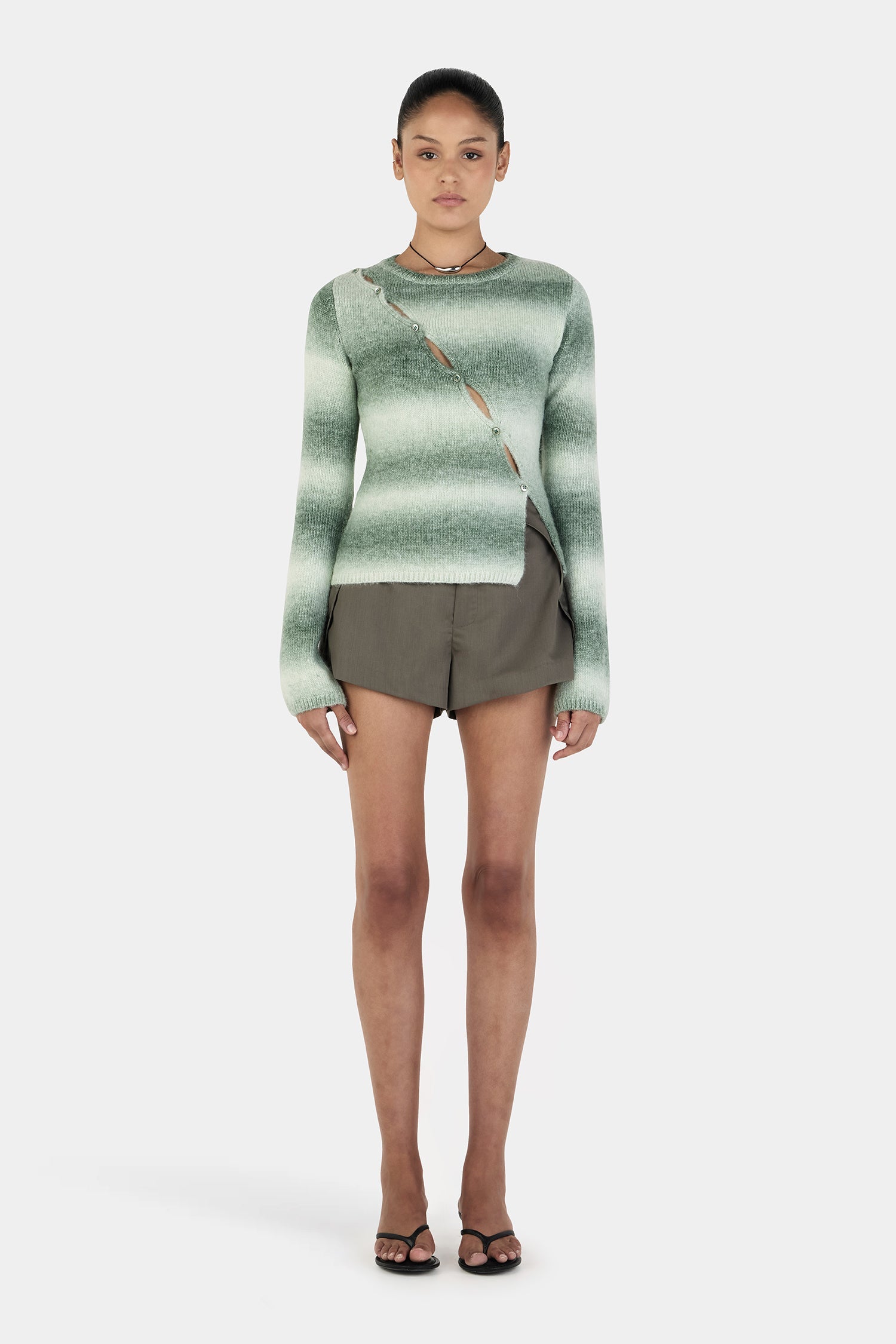Alegra Asym Cardi - Forest Gradient