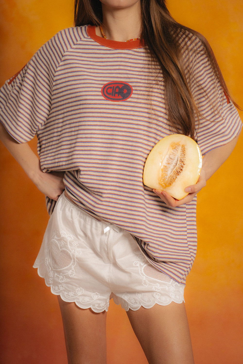 Amber Stripe Racer Singlet - Brown Stripe