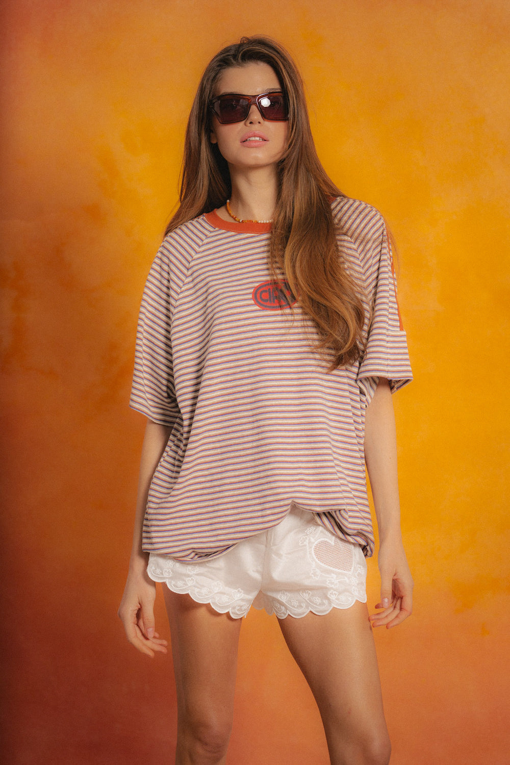 Amber Stripe Racer Singlet - Brown Stripe