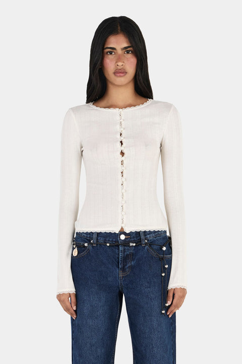Alanis Cardi Top - Cream