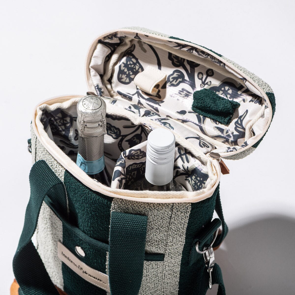 Wine Cooler Tote Bag - Terry Green Stripe