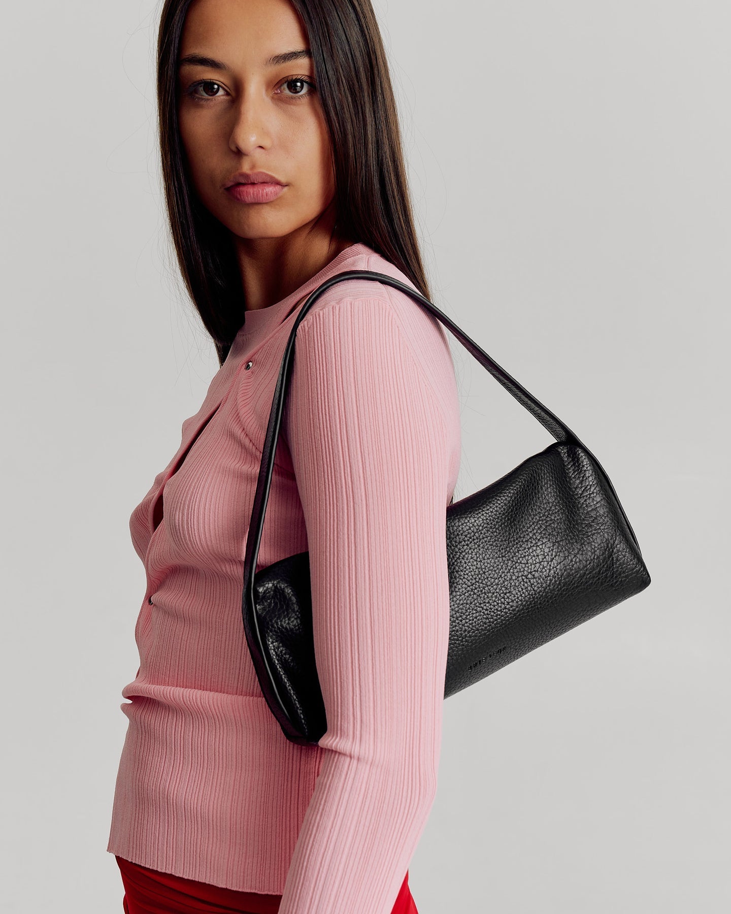Harlow Slouch Mono Baguette Bag - Black Nappa