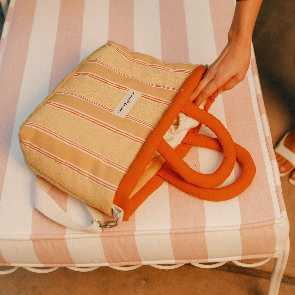 Cloud Cooler Tote Bag - Bistro Papaya Stripe