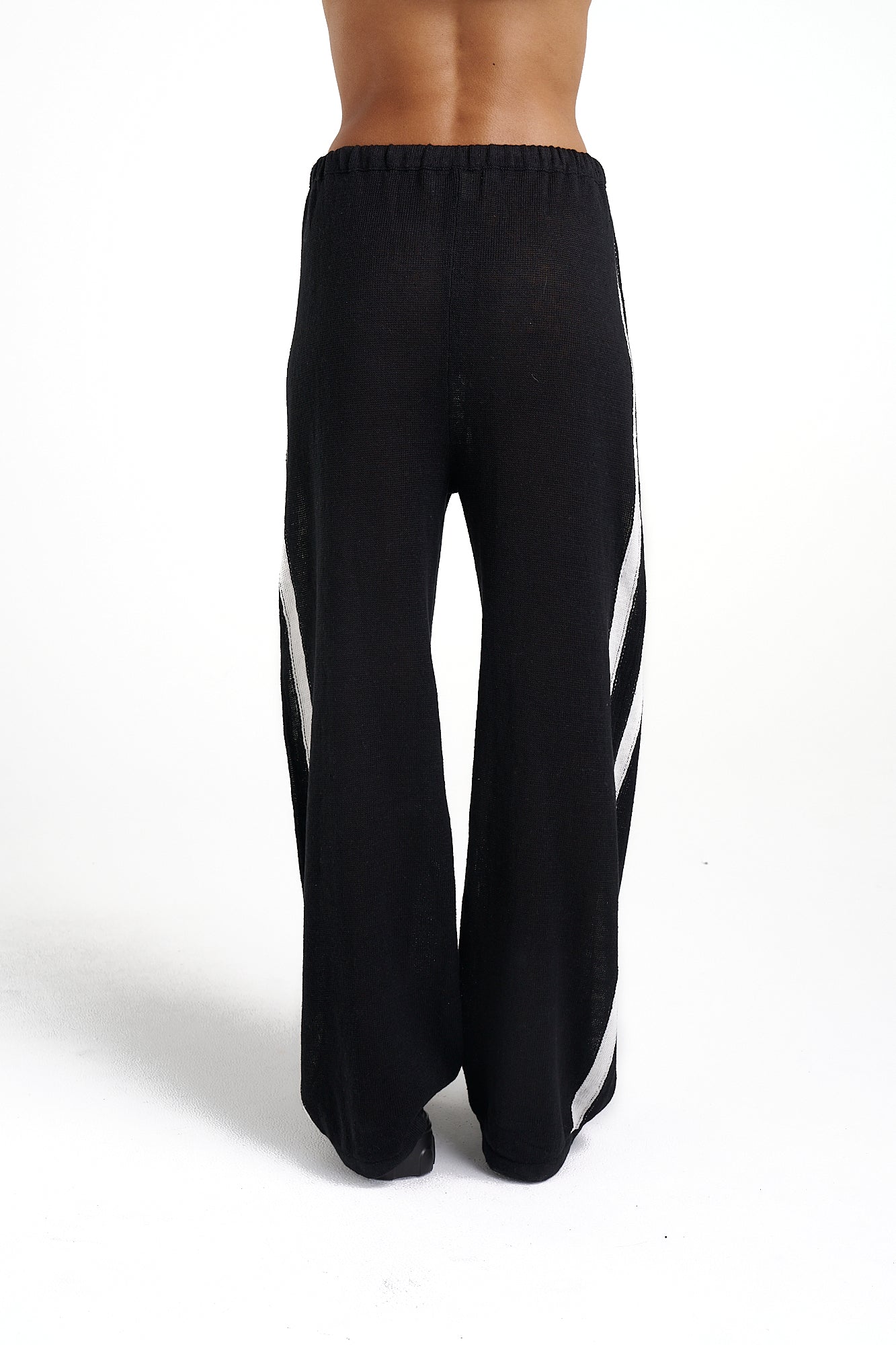 Knit Pants - Black w/ Cream Stripe