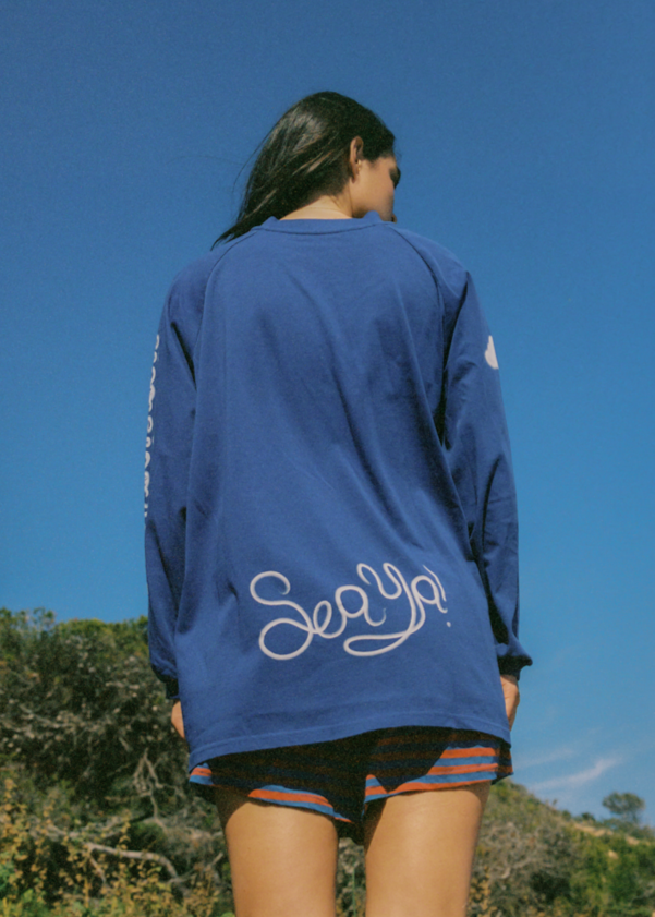 Cloud Hibiscus Haven LS Tee - Blue
