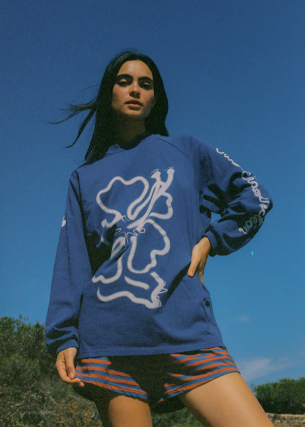 Cloud Hibiscus Haven LS Tee - Blue