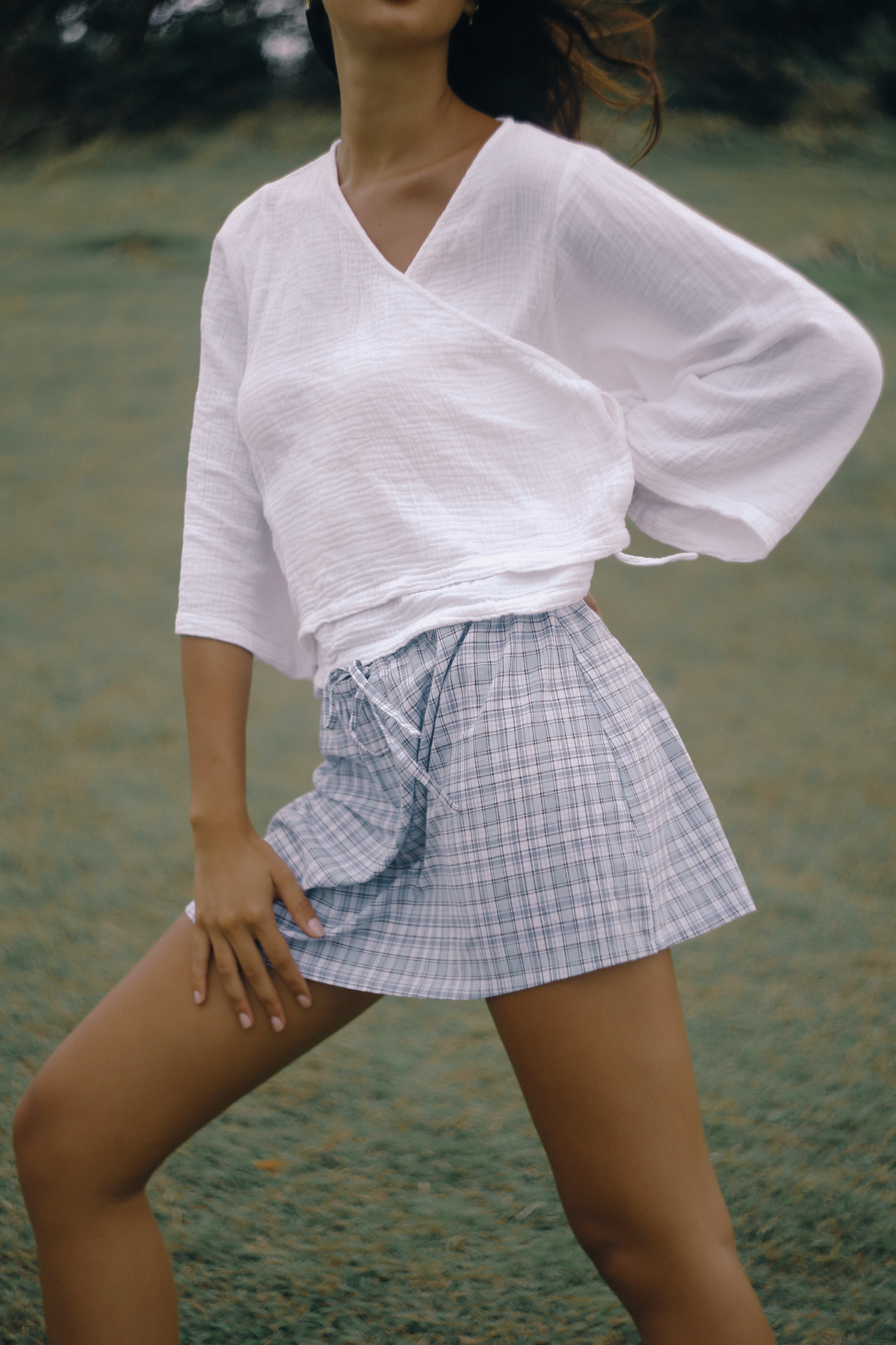 Fleur Skirt - Cloud Plaid