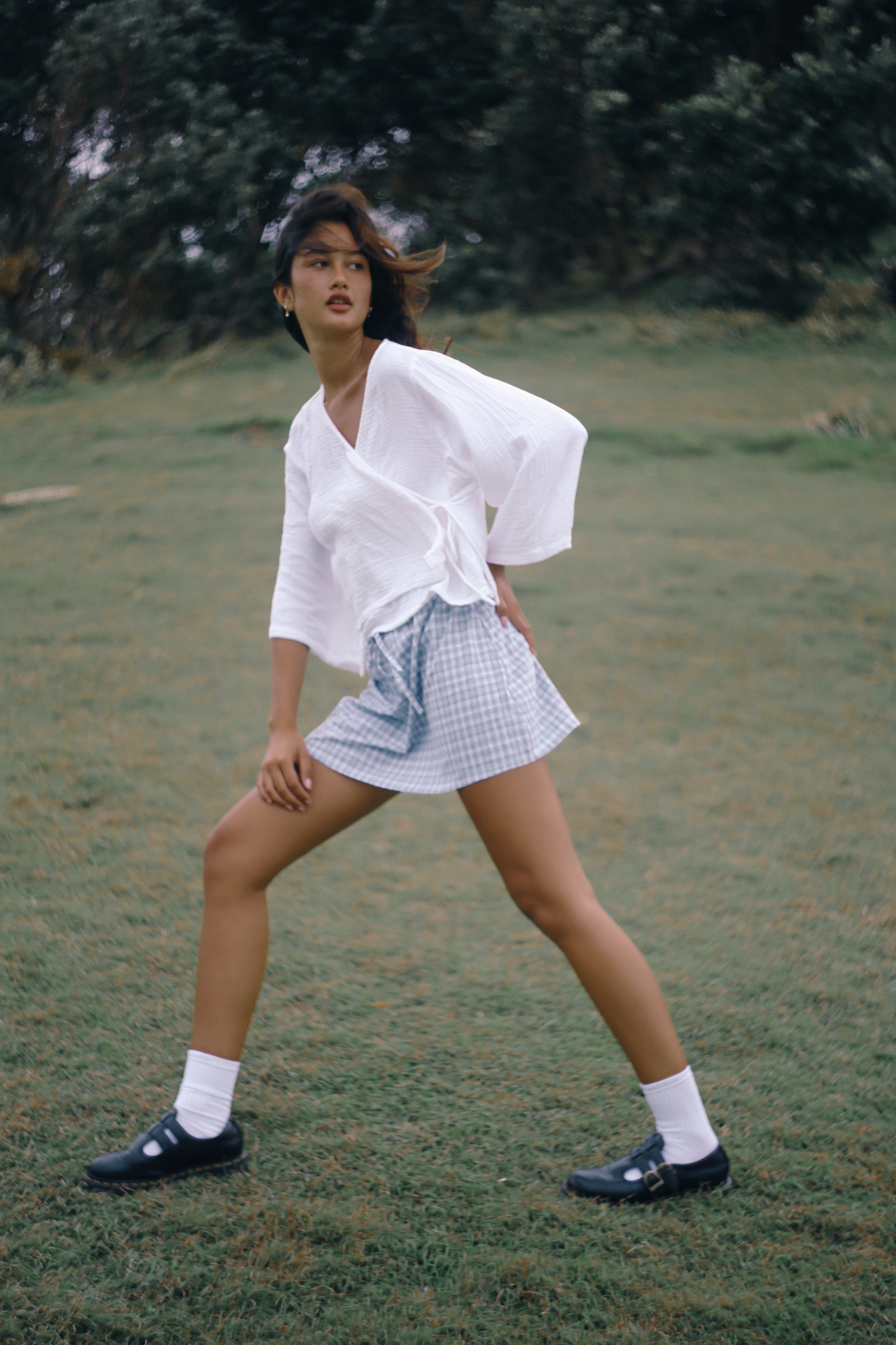 Fleur Skirt - Cloud Plaid