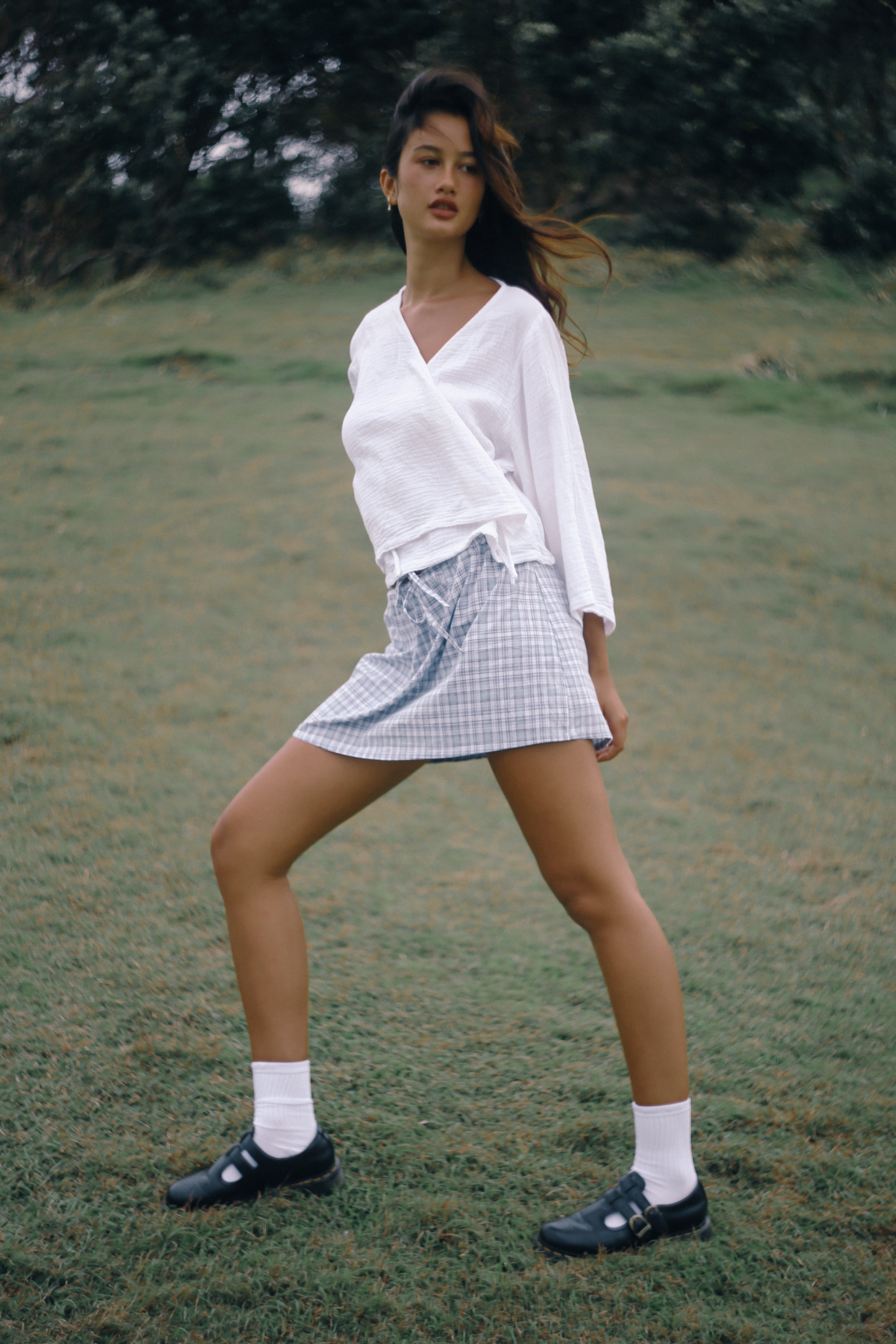Fleur Skirt - Cloud Plaid