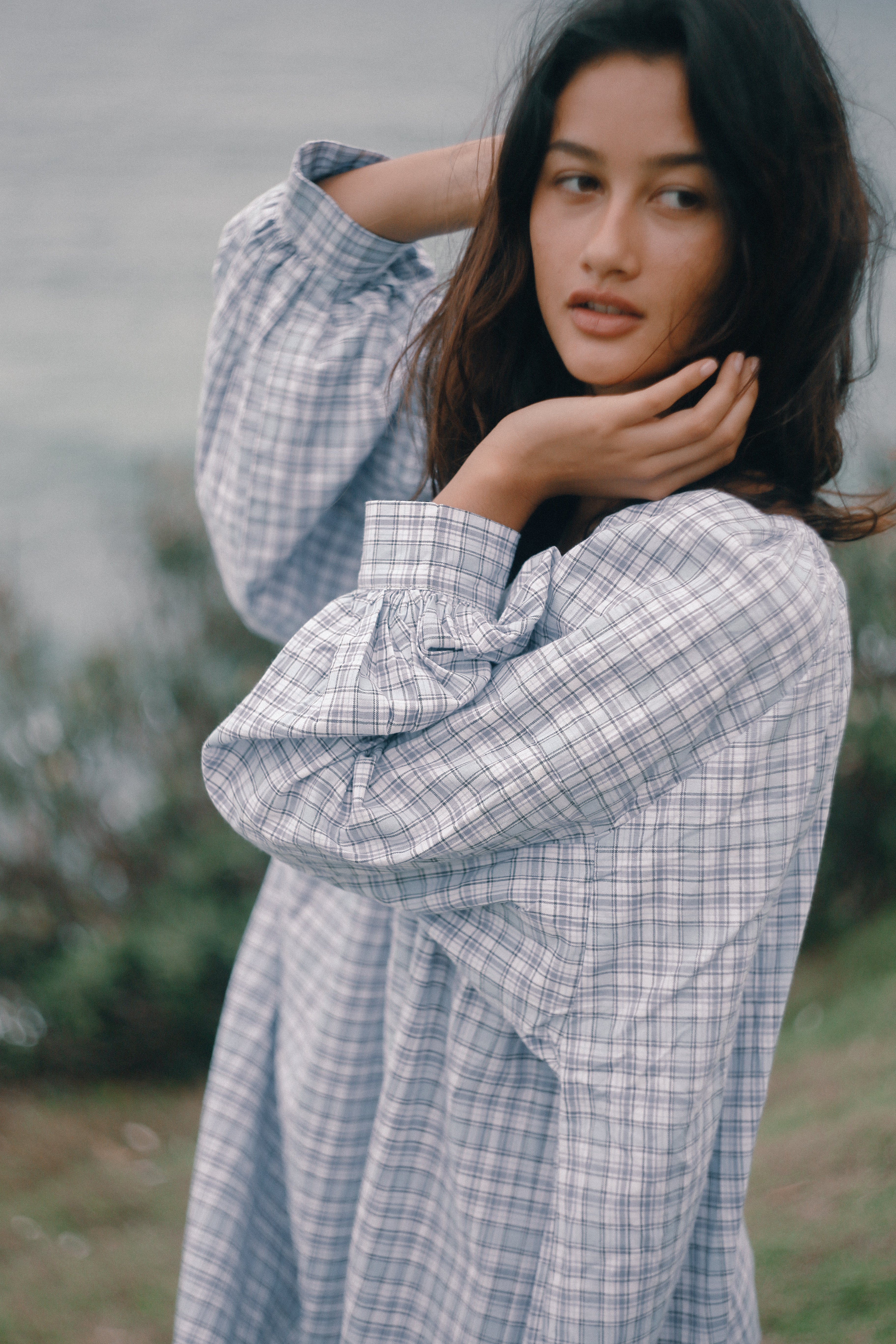 Cloudy Dress - Cloud Plaid