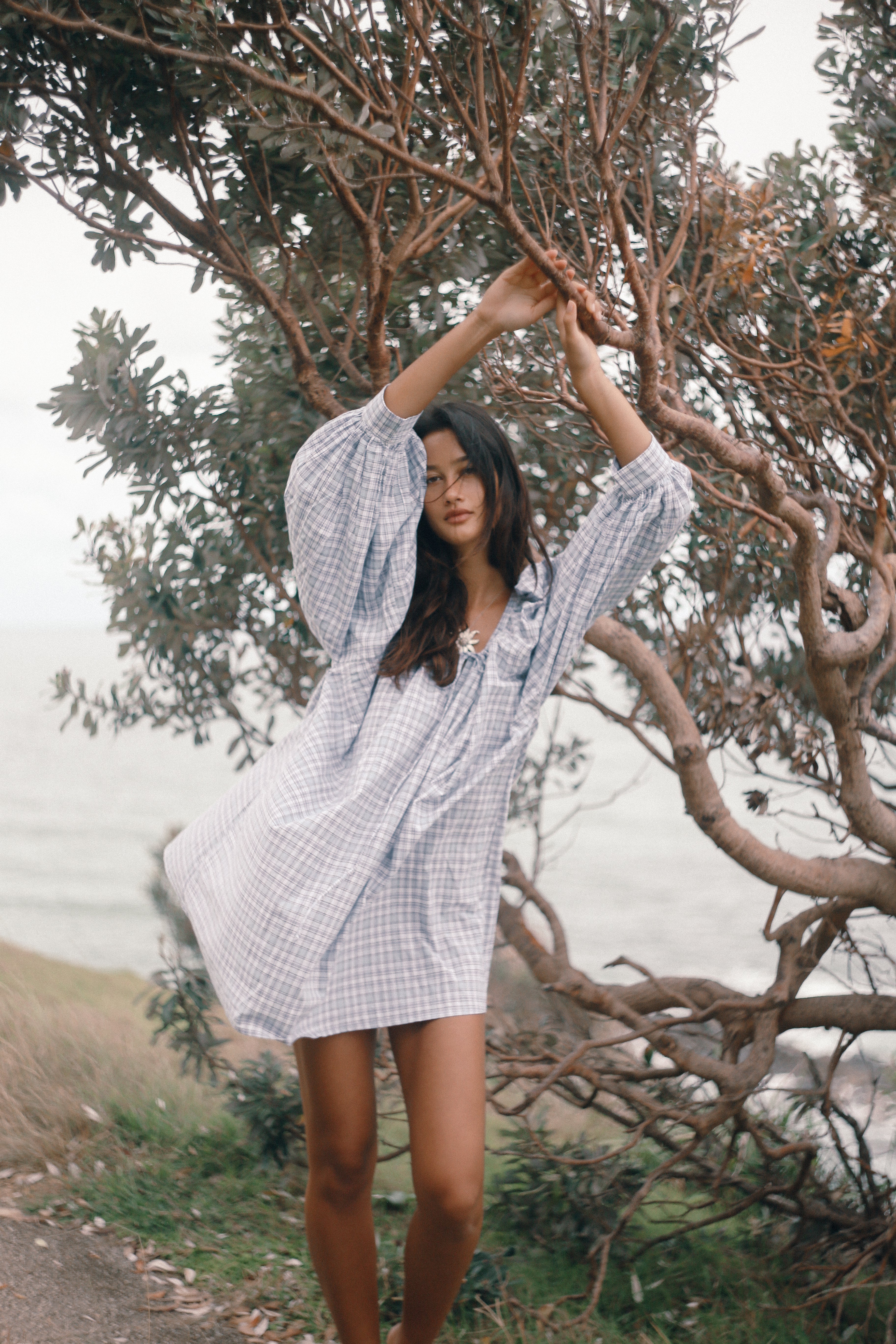 Cloudy Dress - Cloud Plaid