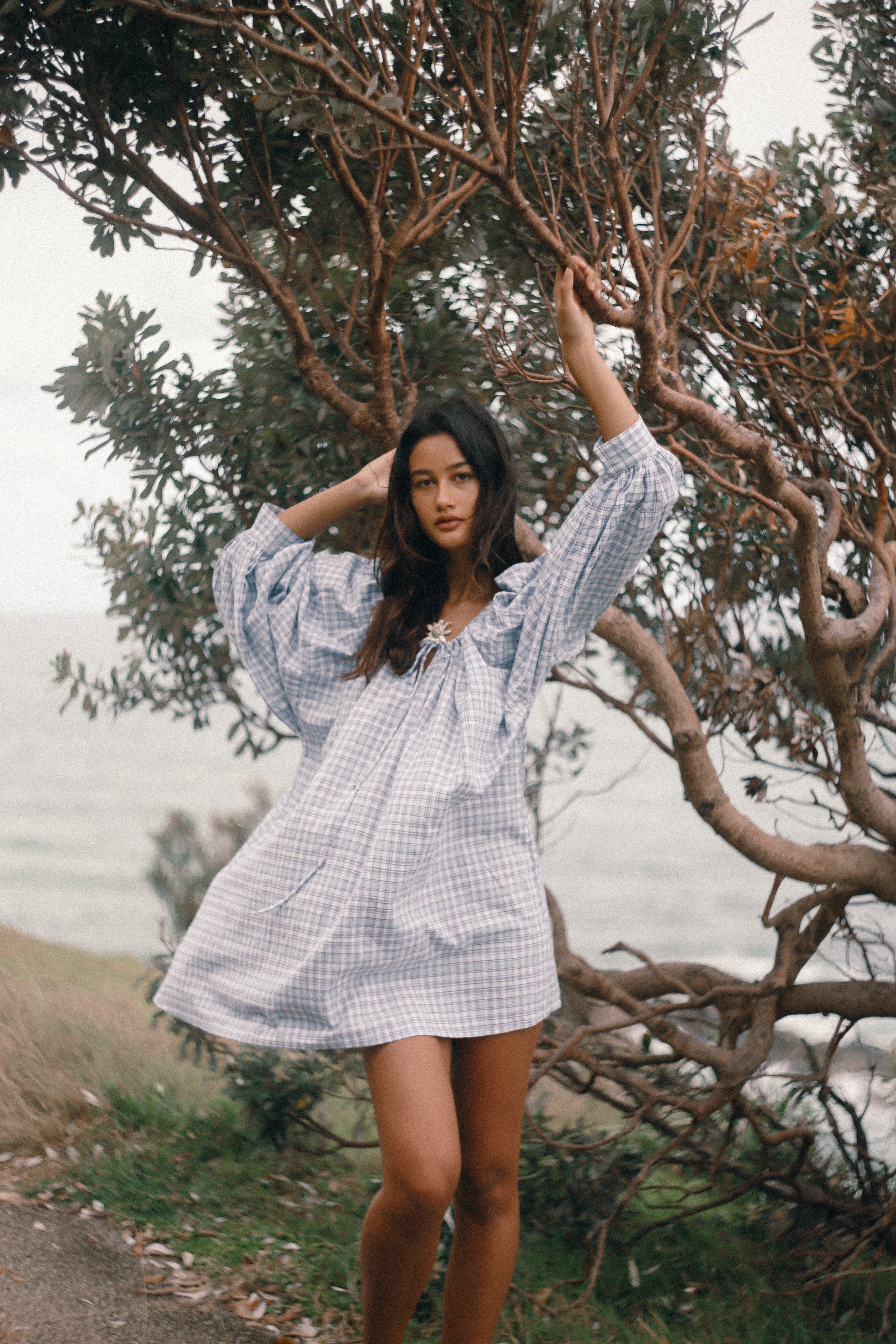 Cloudy Dress - Cloud Plaid